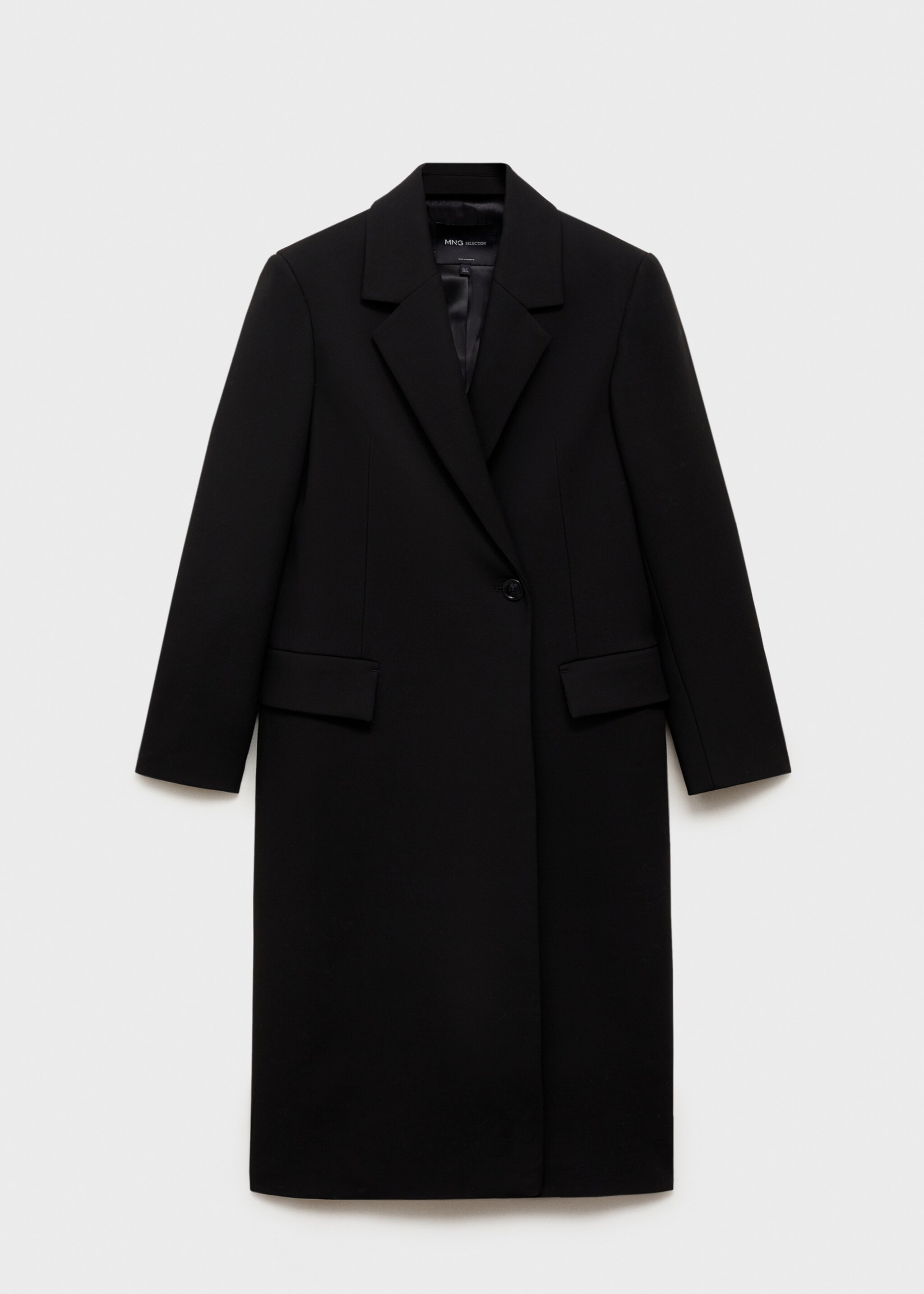 Long structured wool coat - Article without model, Black. Ref: 87004813-00.
