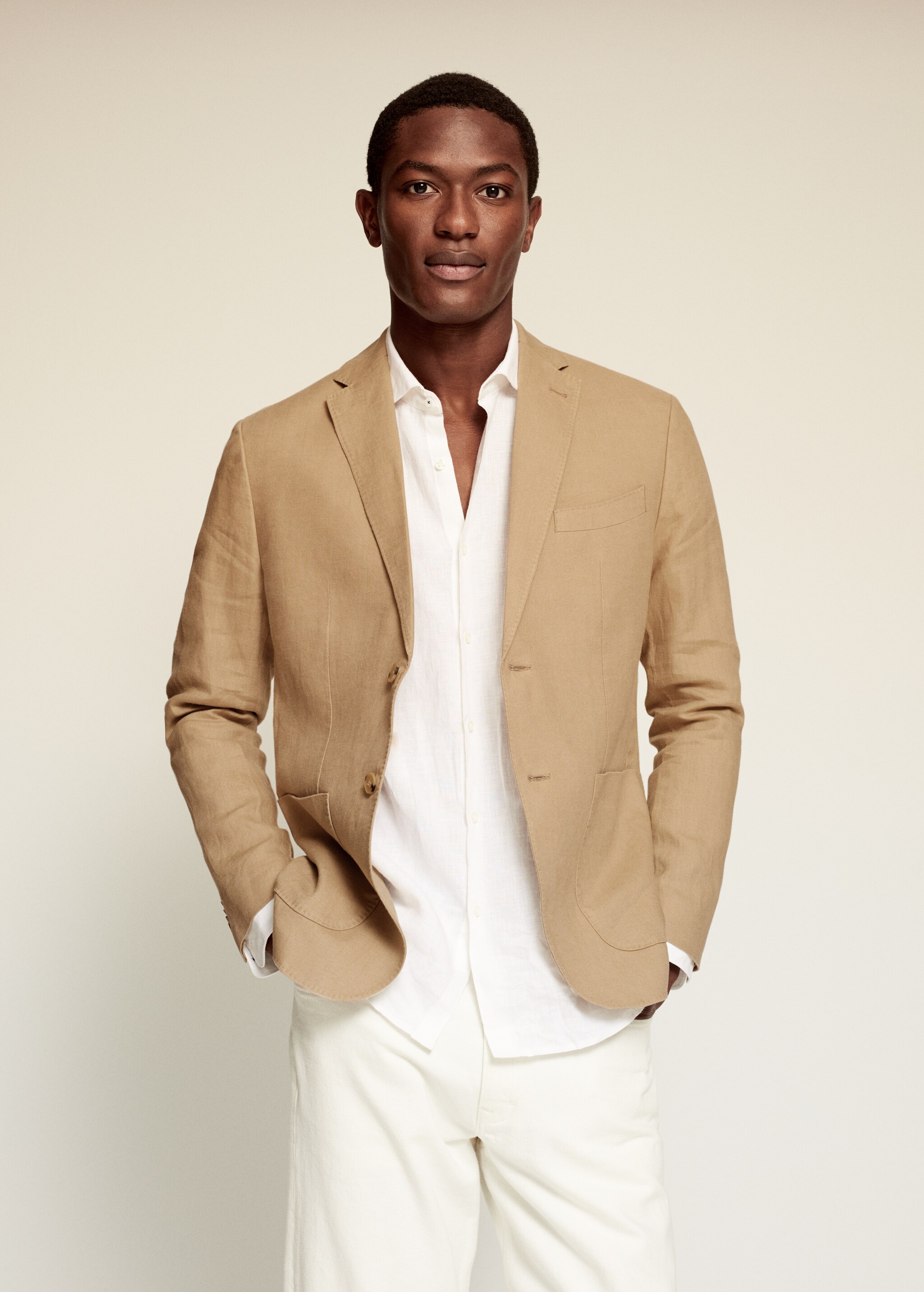 Americana slim fit 100% lino - Plano medio