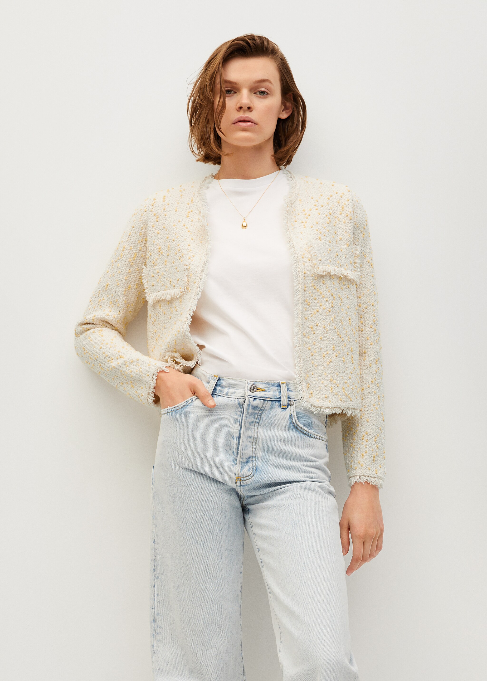 Cárdigan tweed algodón - Plano medio
