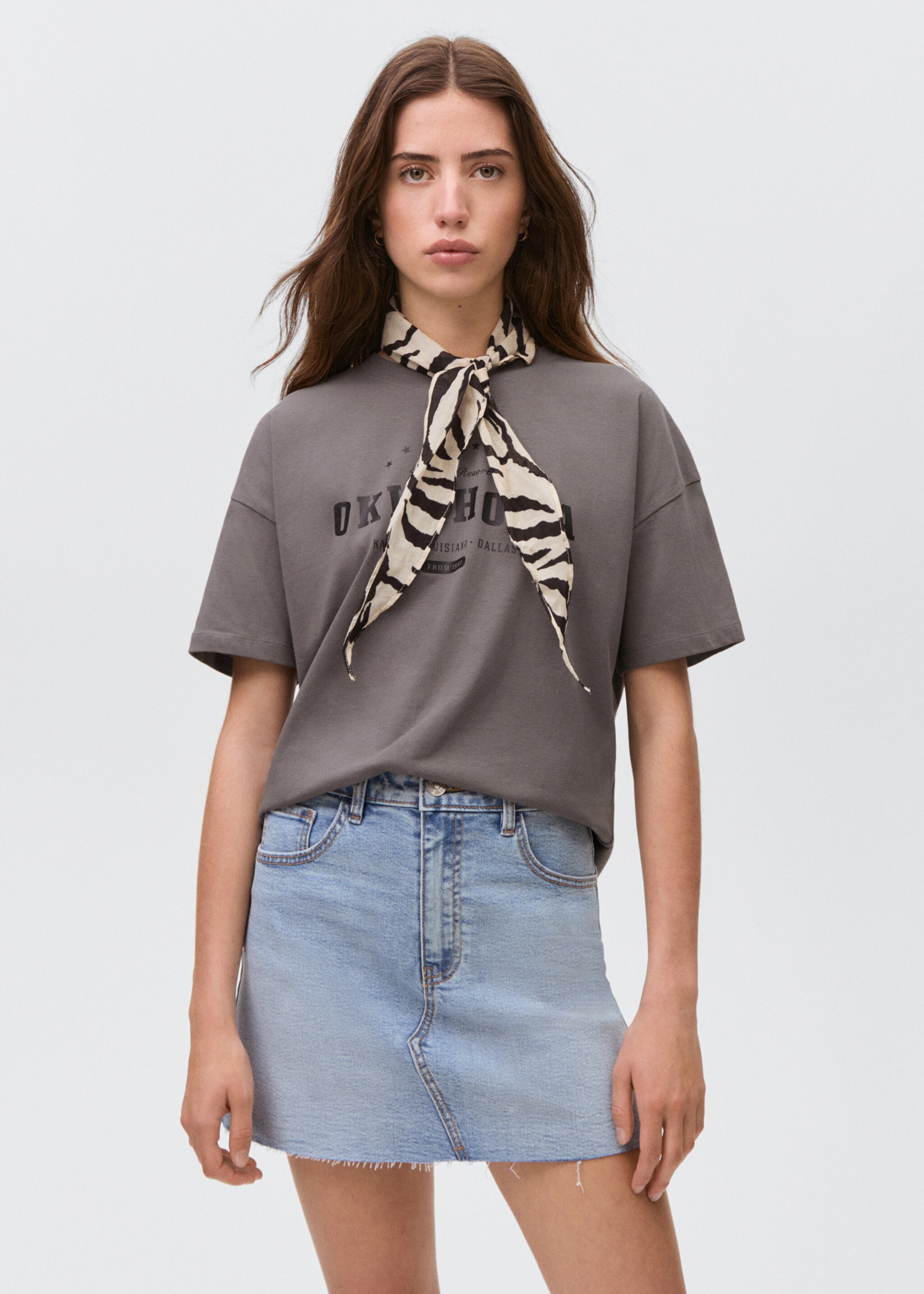 Message cotton T-shirt - Medium plane, Charcoal. Ref: 87005741-00.