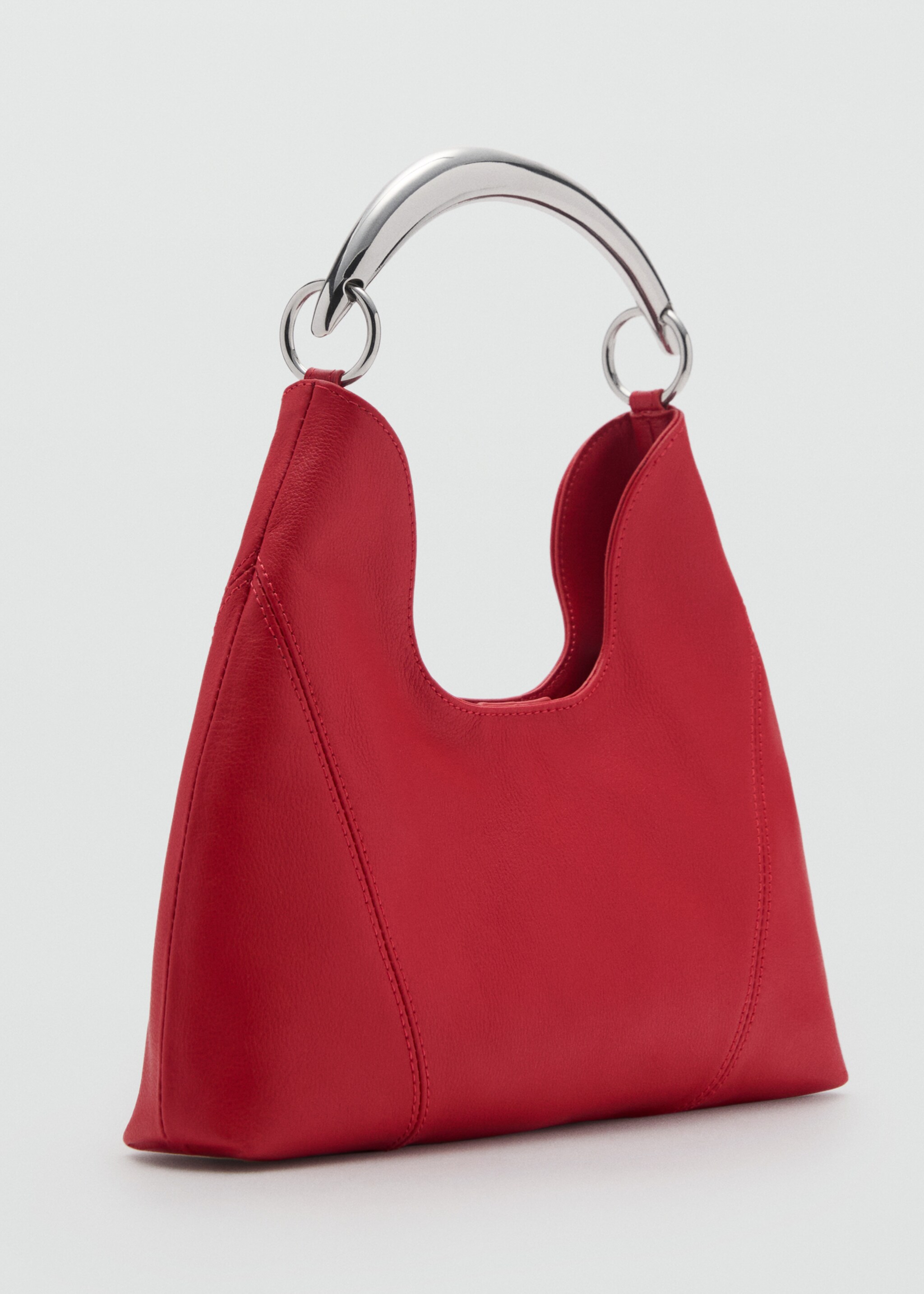Leather shoulder bag with metal handle - Medium plane, Red. Ref: 87005749-00.