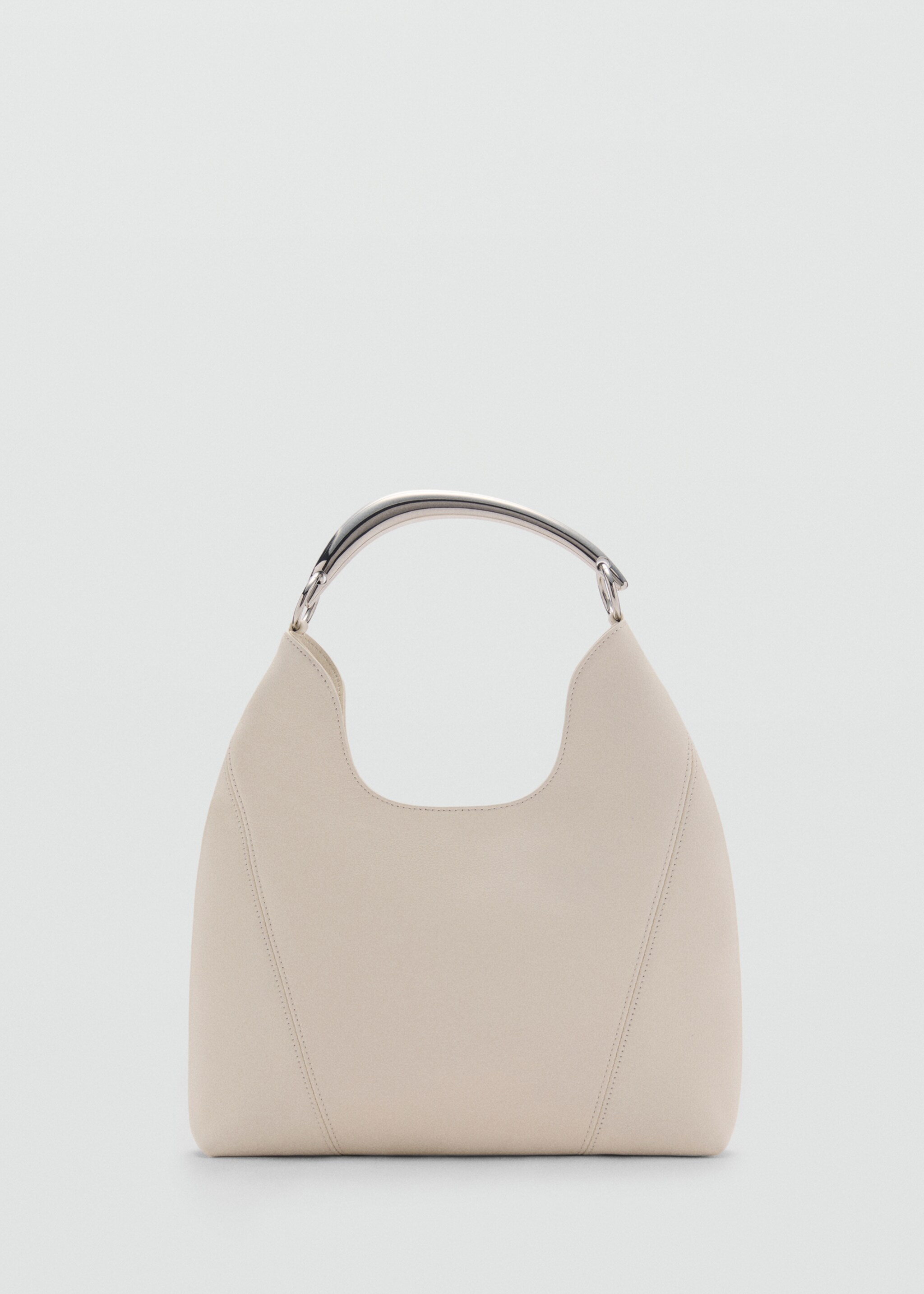 Leather shoulder bag with metal handle - Article without model, White. Ref: 87005750-00.