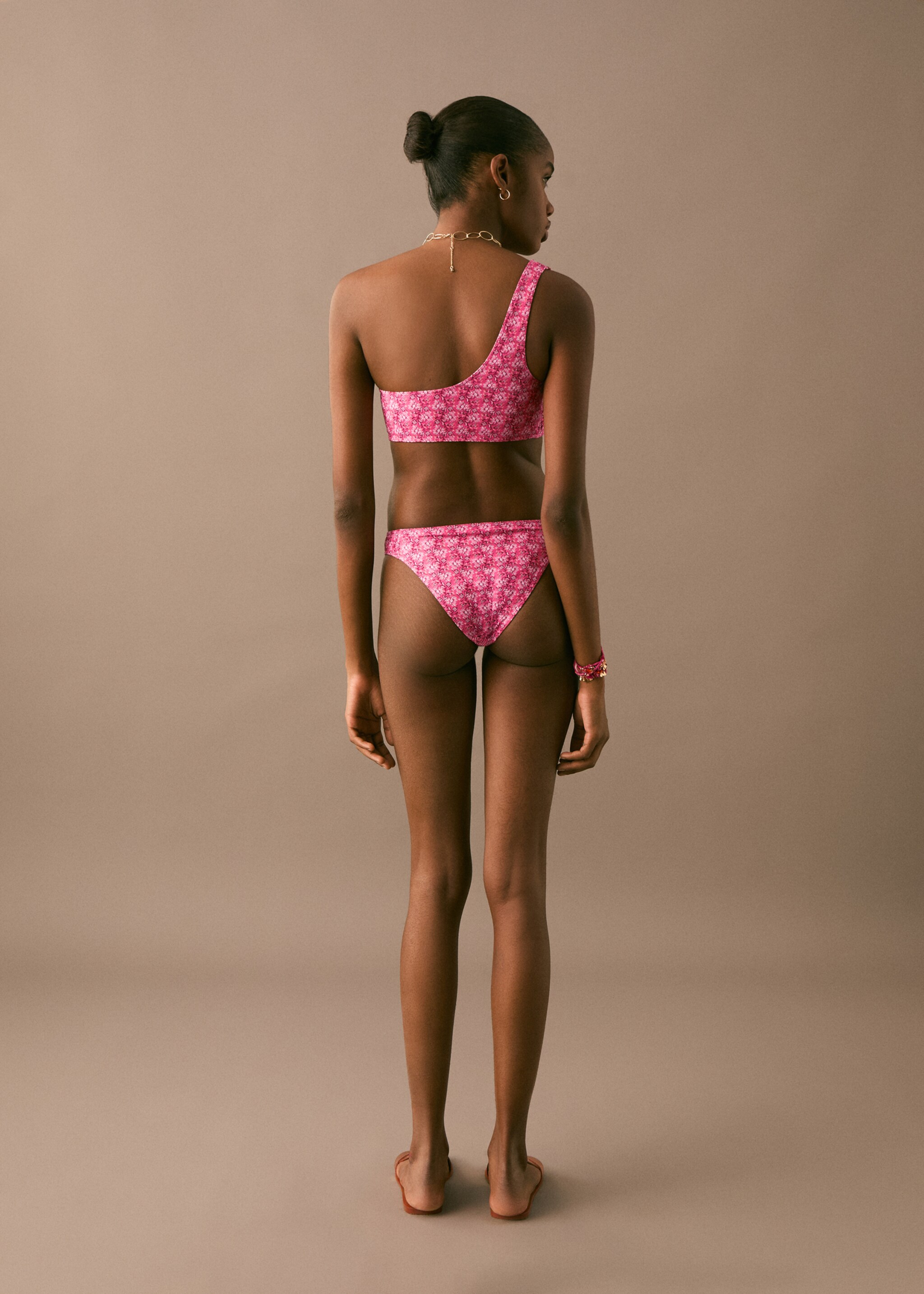 Bikini estampat asimètric - Revers de l'article, Rosa pastel. Ref: 87005751-00.