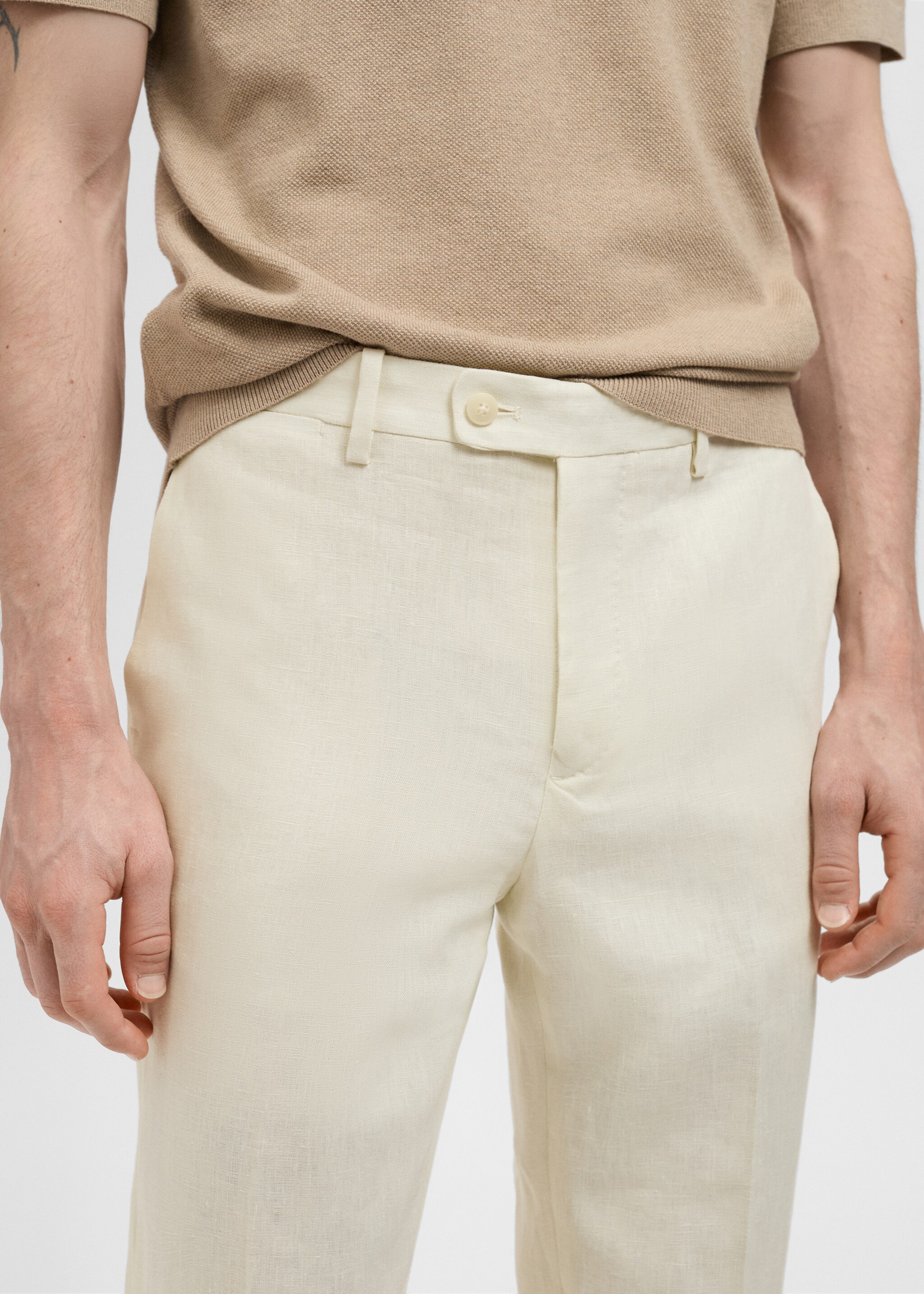 Pantalon costume Amalfi 100 % lin slim-fit - Détail de l'article 1, Ivoire. Ref: 87005938-00.