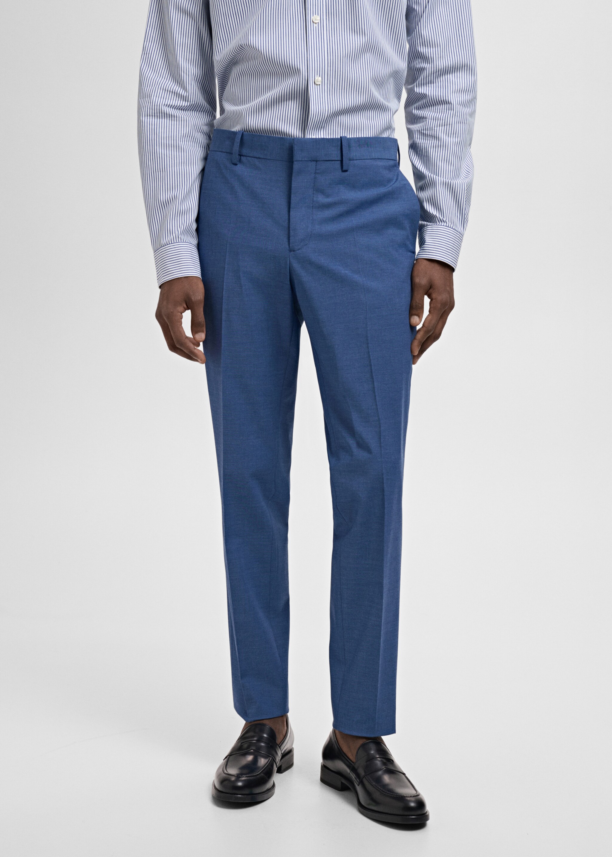 Pantalon costume Parí super slim-fit - Plan moyen, Bleu. Ref: 87005939-00.
