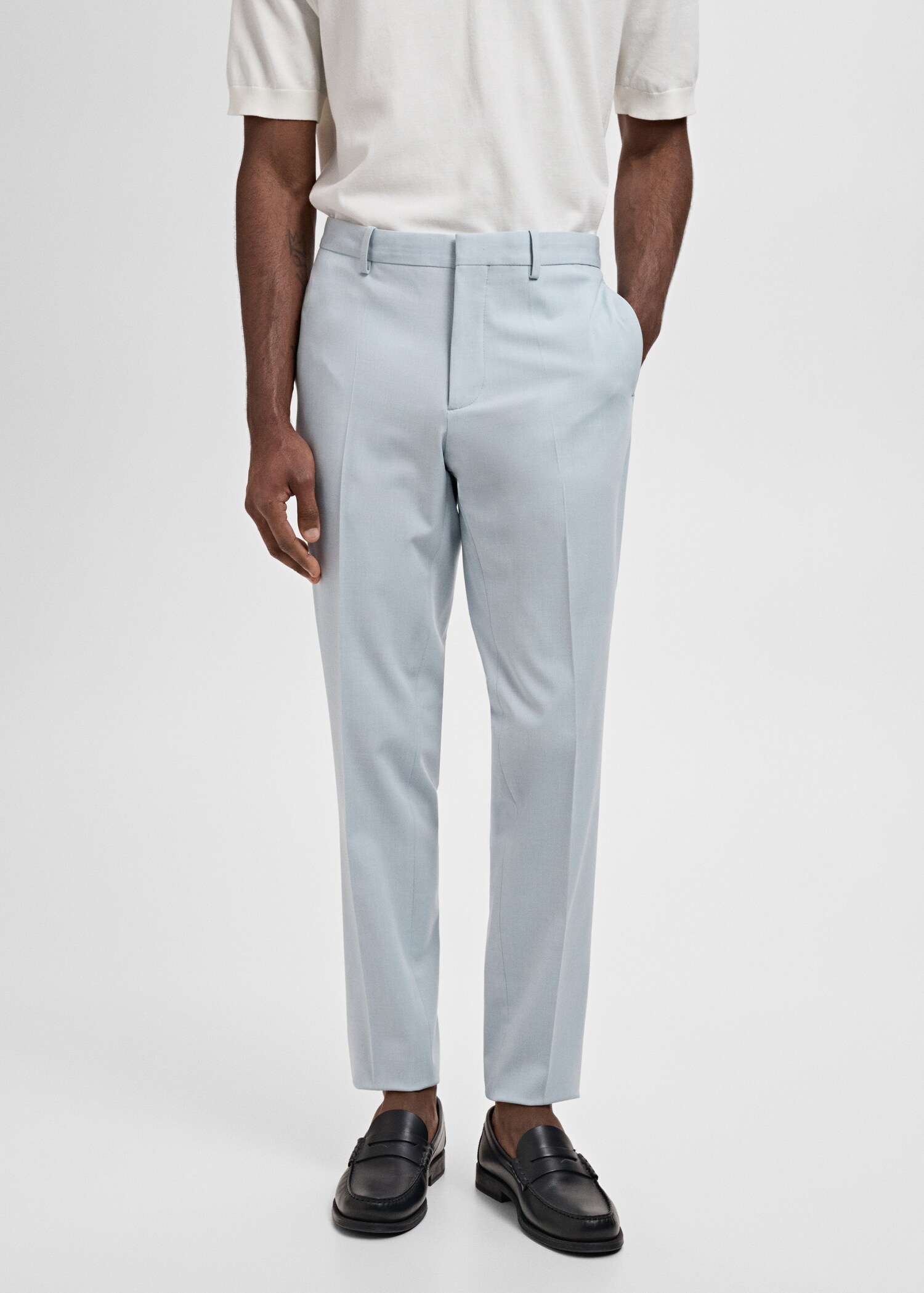 Stretch fabric super slim-fit suit trousers - Medium plane