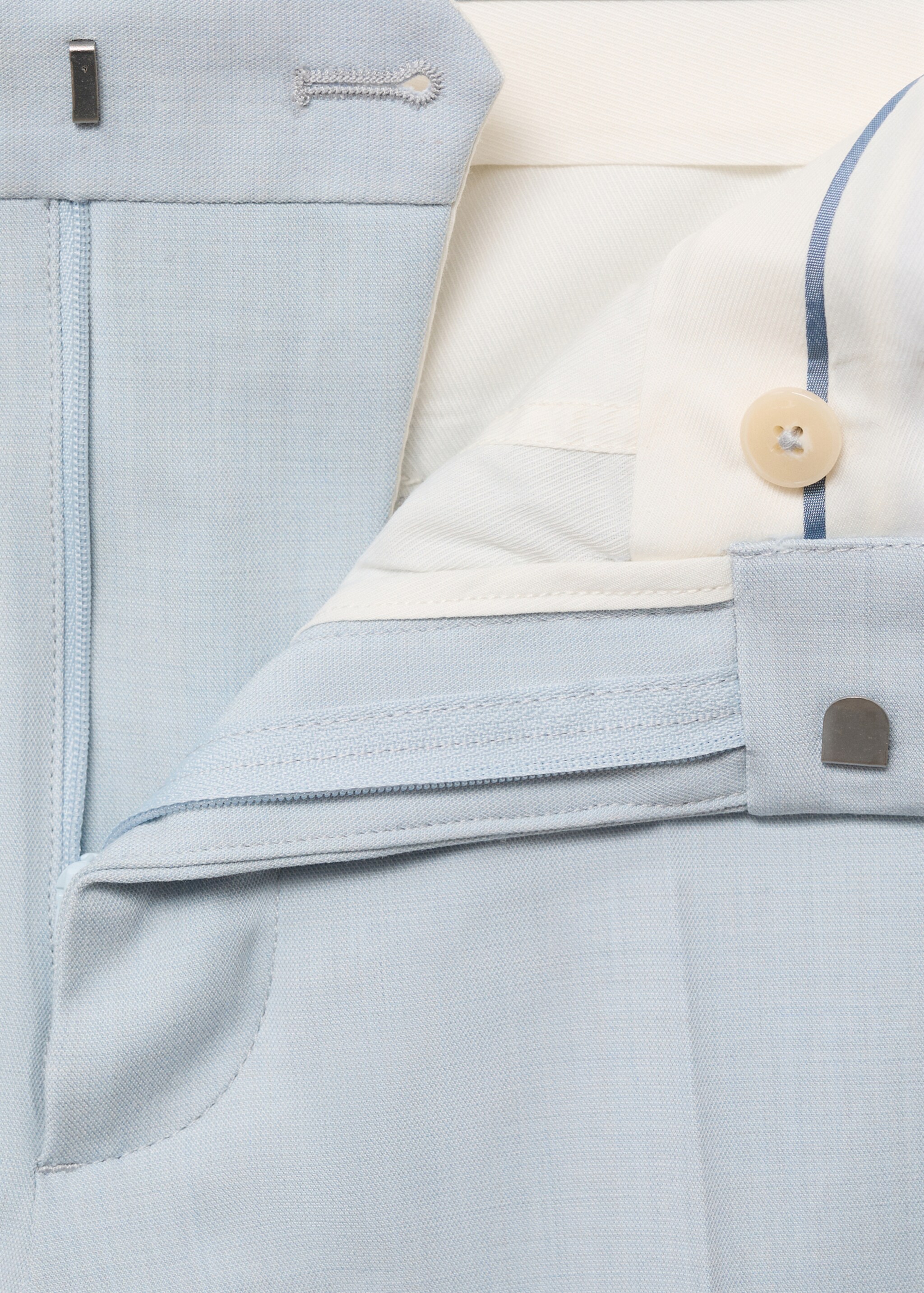 Stretch fabric super slim-fit suit trousers - Details of the article 0, Sky Blue. Ref: 87005940-00.