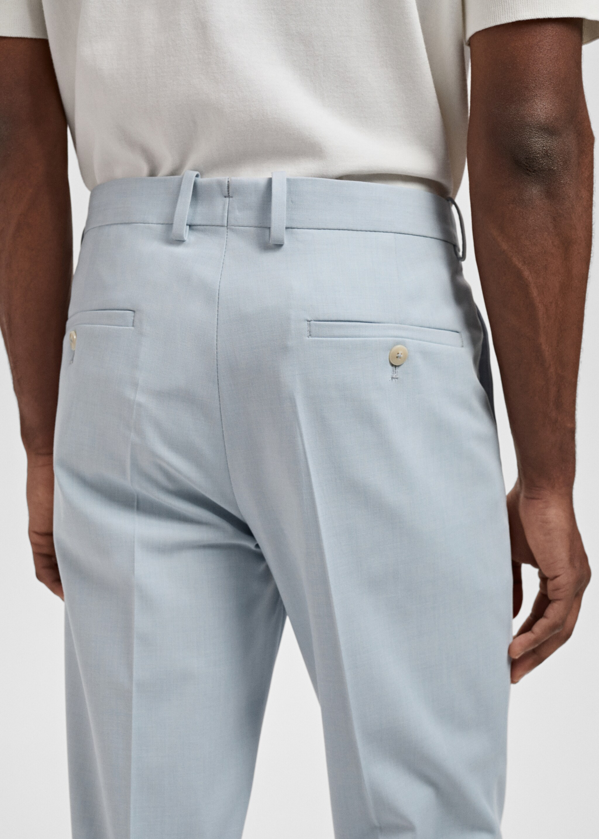 Stretch fabric super slim-fit suit trousers - Details of the article 2, Sky Blue. Ref: 87005940-00.