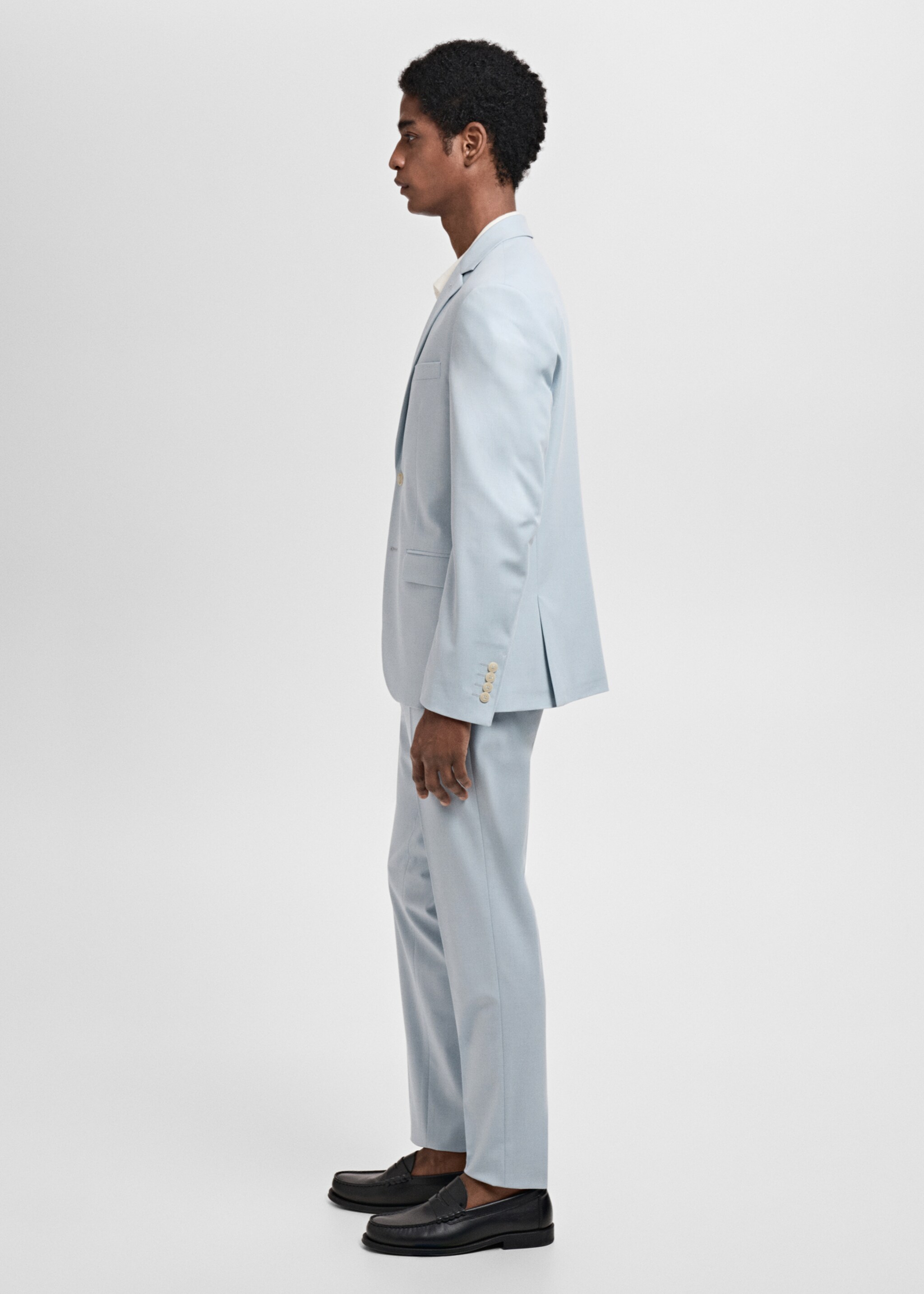 Stretch fabric super slim-fit suit trousers - Details of the article 6, Sky Blue. Ref: 87005940-00.