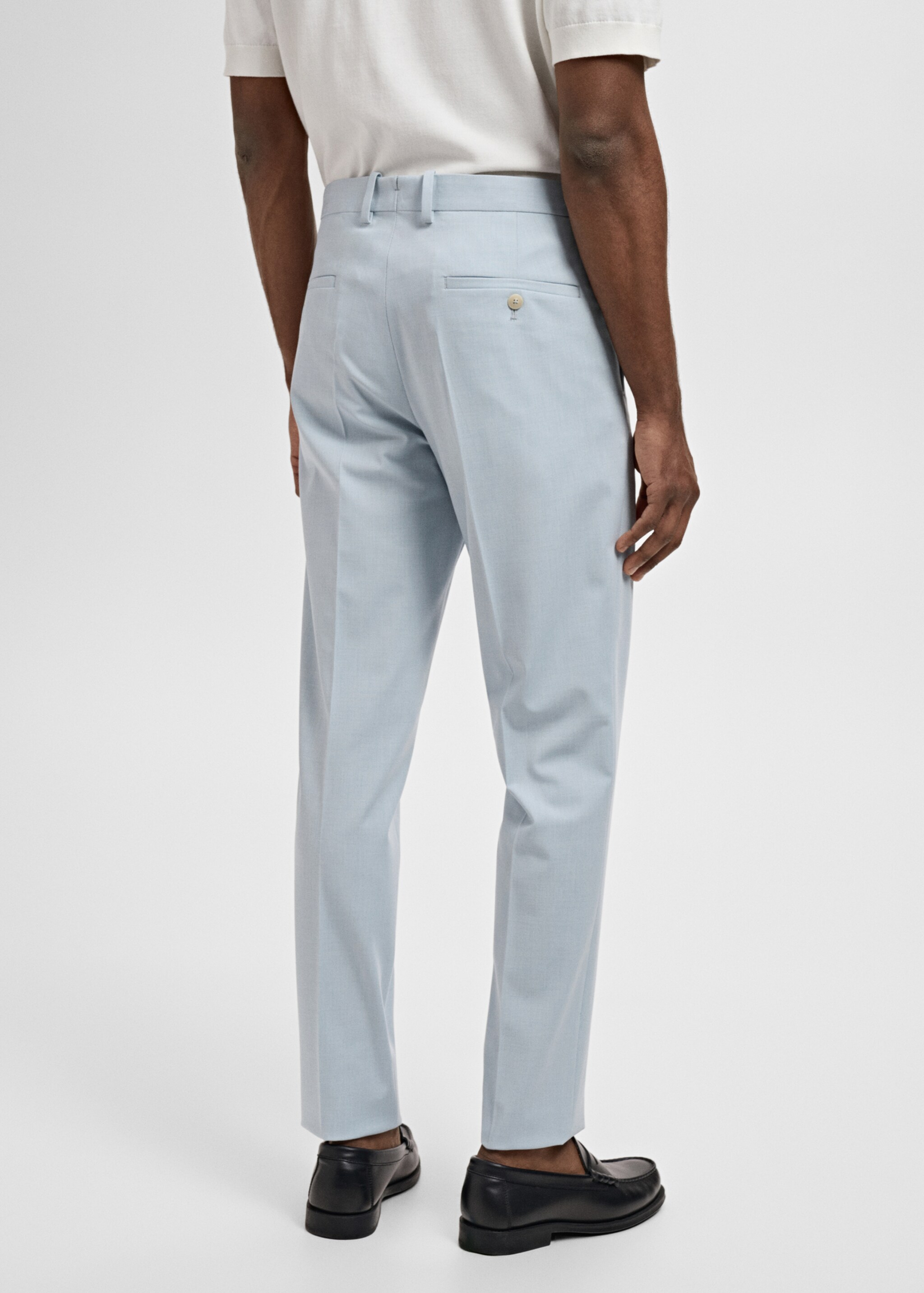 Stretch fabric super slim-fit suit trousers - Reverse of the article, Sky Blue. Ref: 87005940-00.