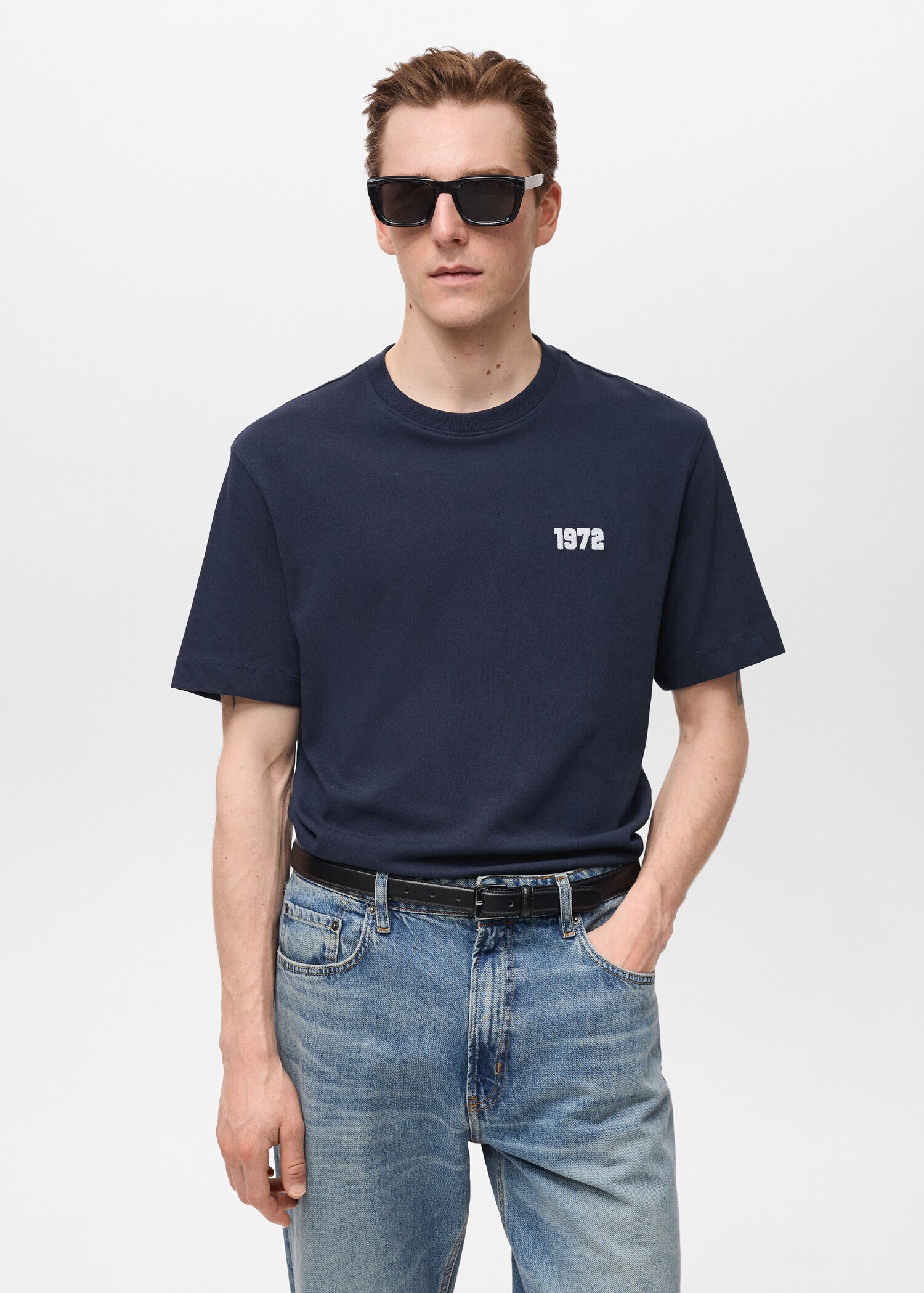 Embroidered cotton T-shirt - Medium plane