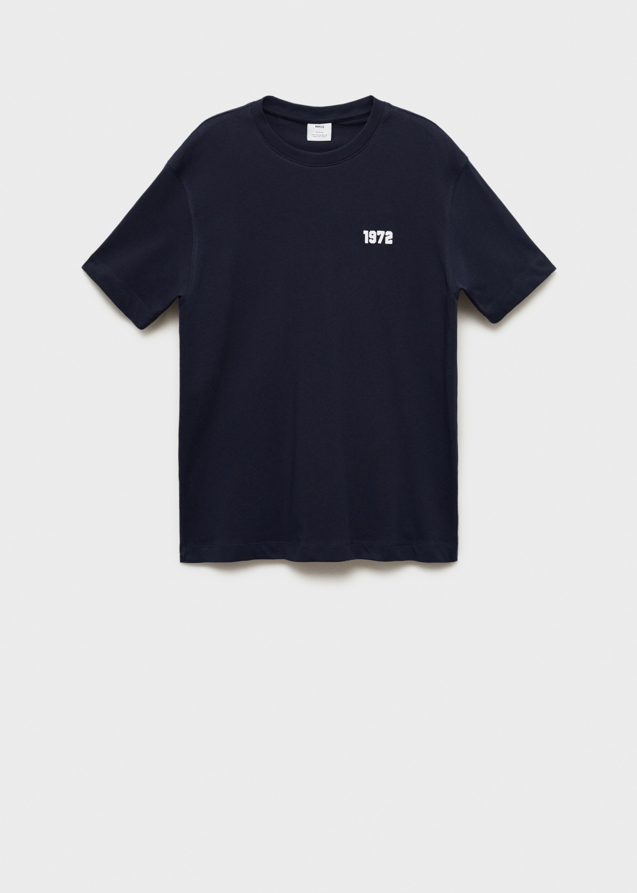 Embroidered cotton T-shirt - Article without model, Dark Navy. Ref: 87005942-00.