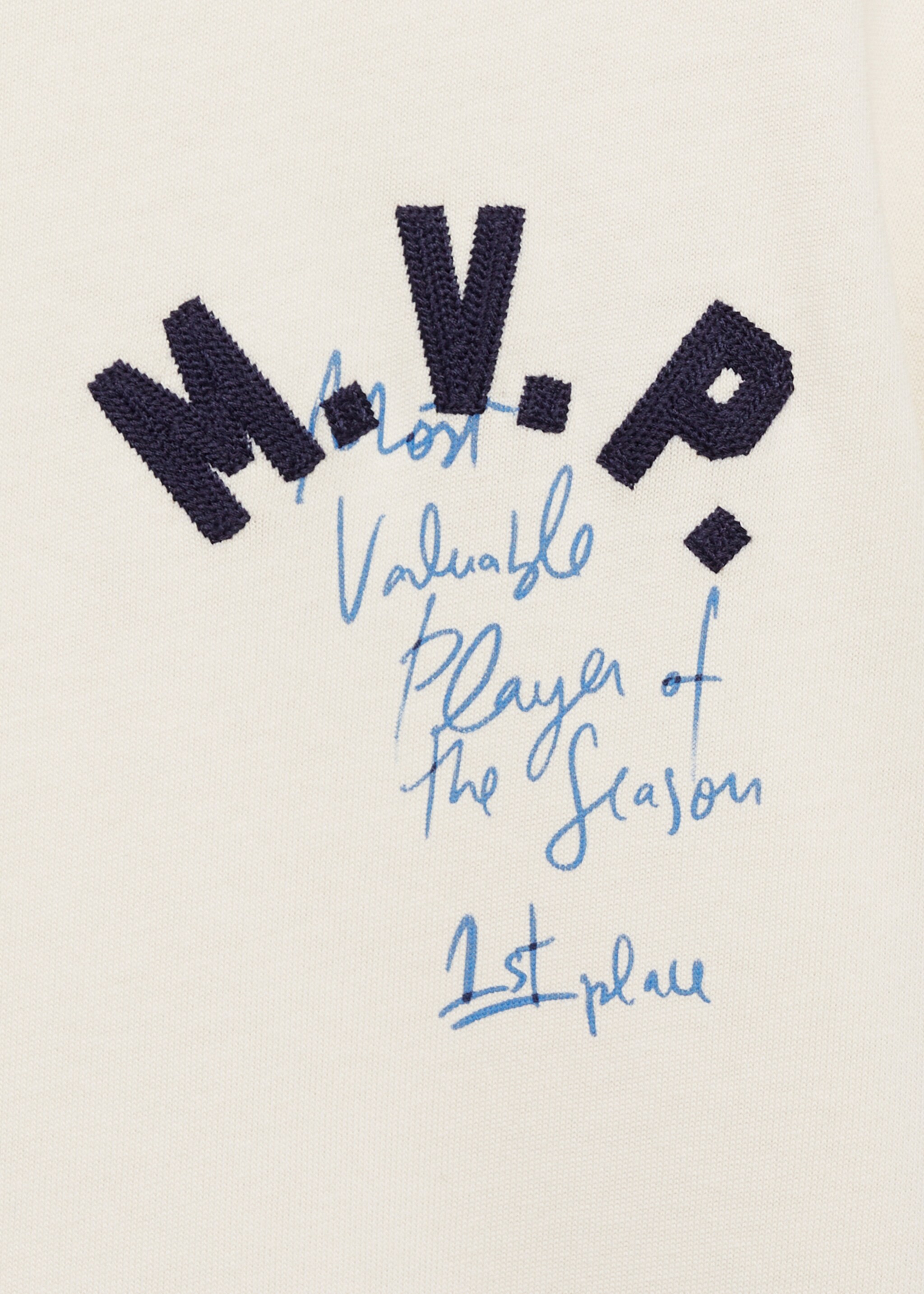 Embroidered cotton T-shirt - Details of the article 8, Ecru. Ref: 87005943-00.