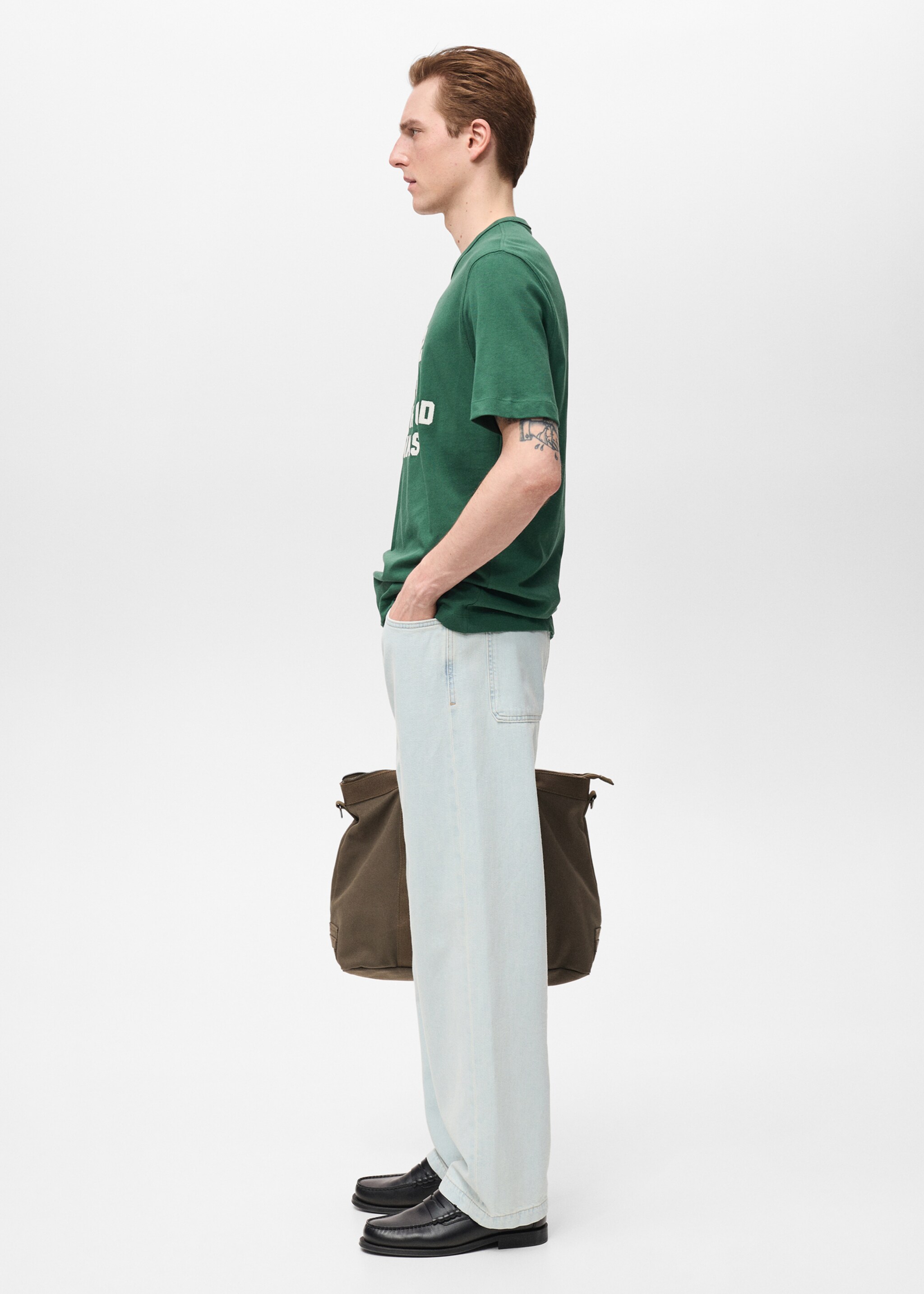 100% cotton embroidered t-shirt - Details of the article 2, Dark Green. Ref: 87005944-00.