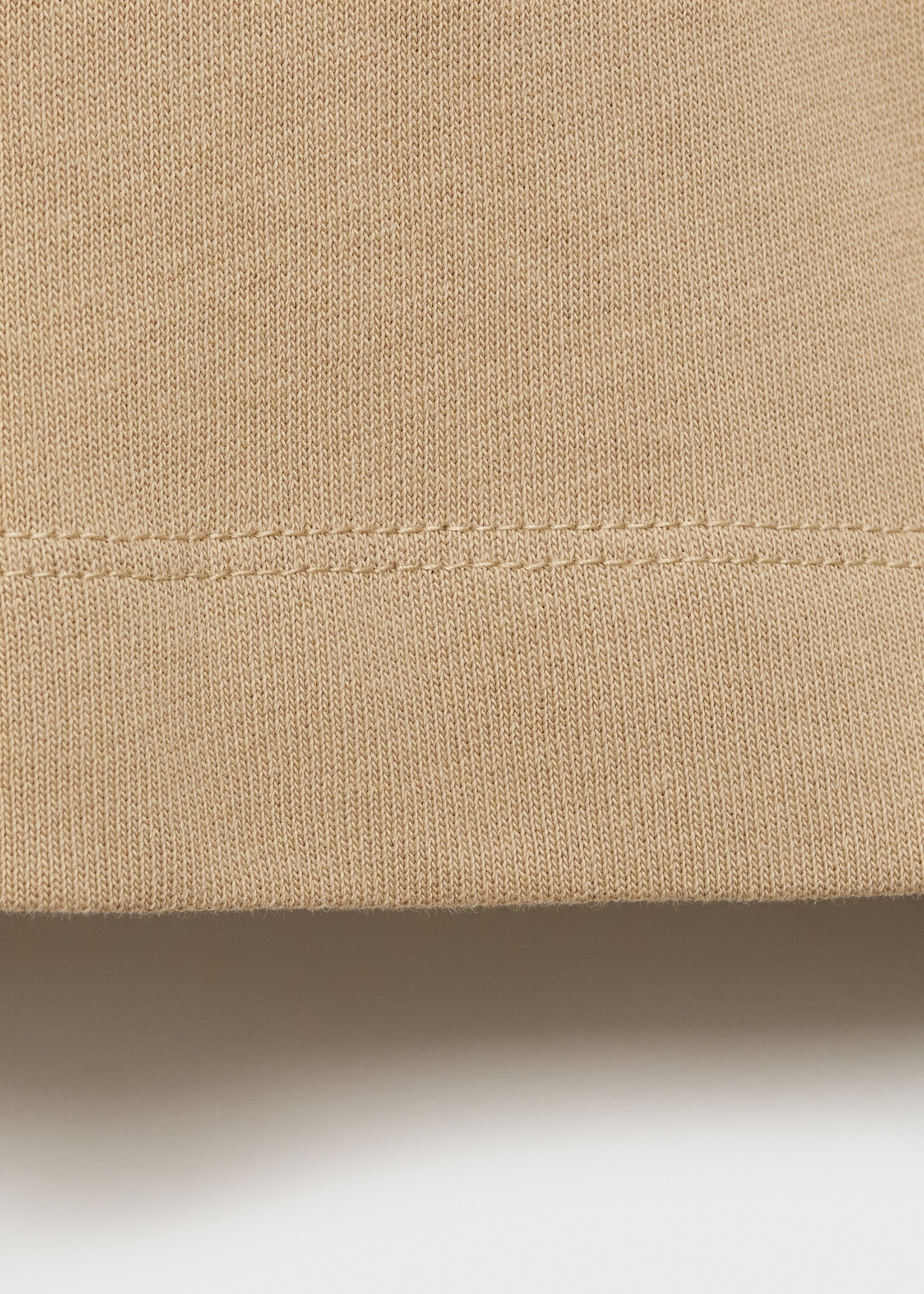 Embroidered detail cotton T-shirt - Details of the article 0, Beige. Ref: 87005945-00.
