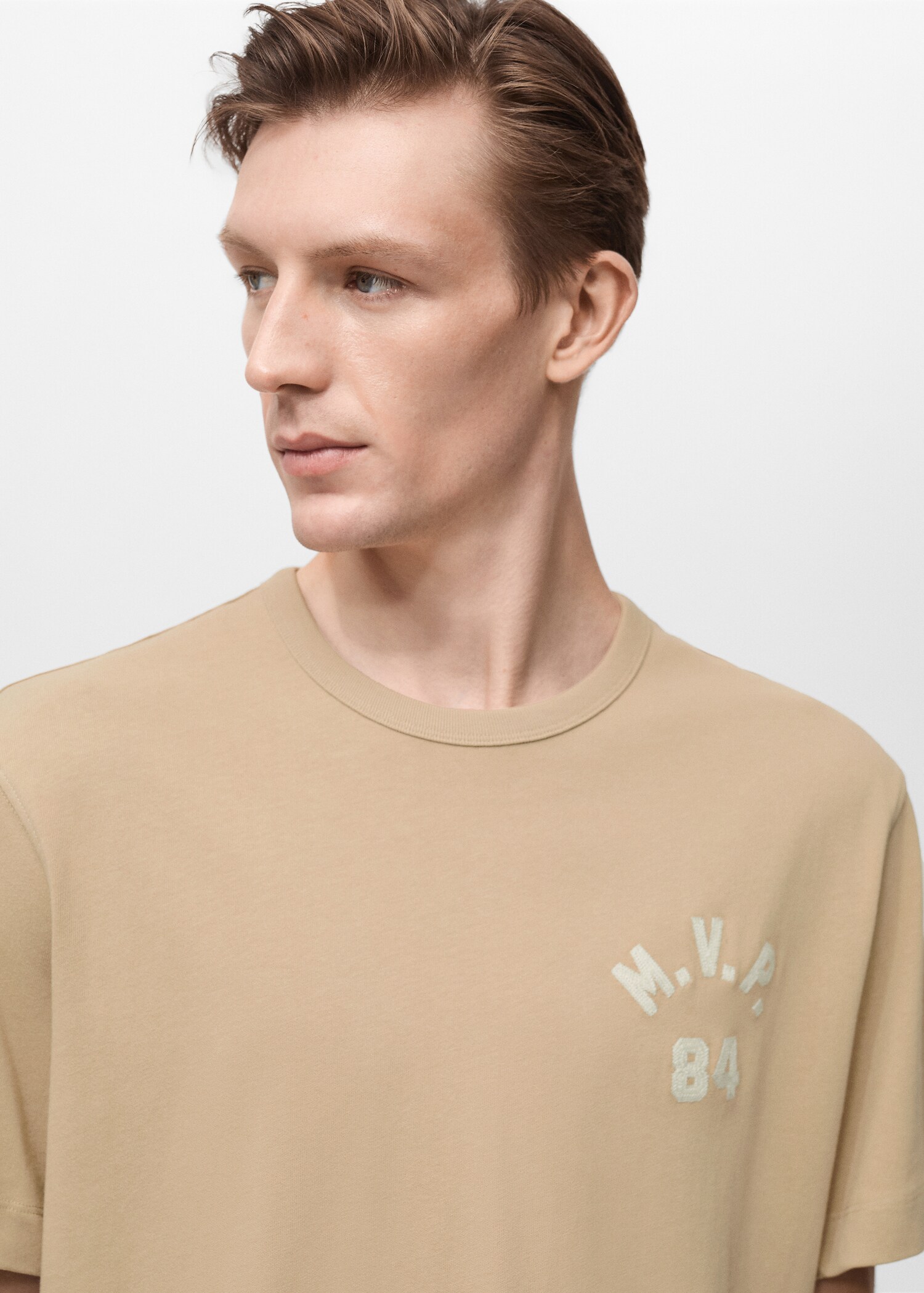Embroidered detail cotton T-shirt - Details of the article 1