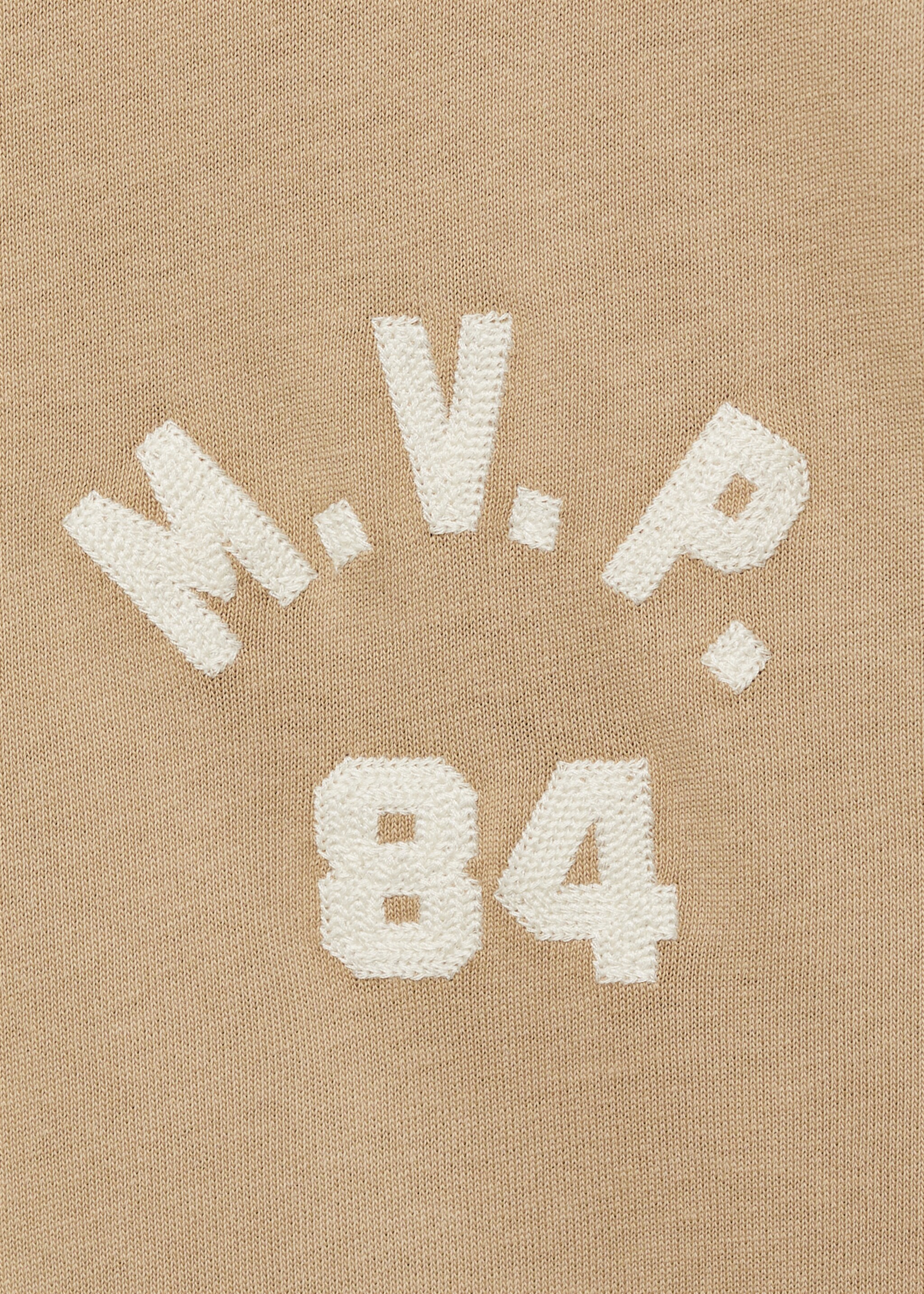 Embroidered detail cotton T-shirt - Details of the article 8, Beige. Ref: 87005945-00.