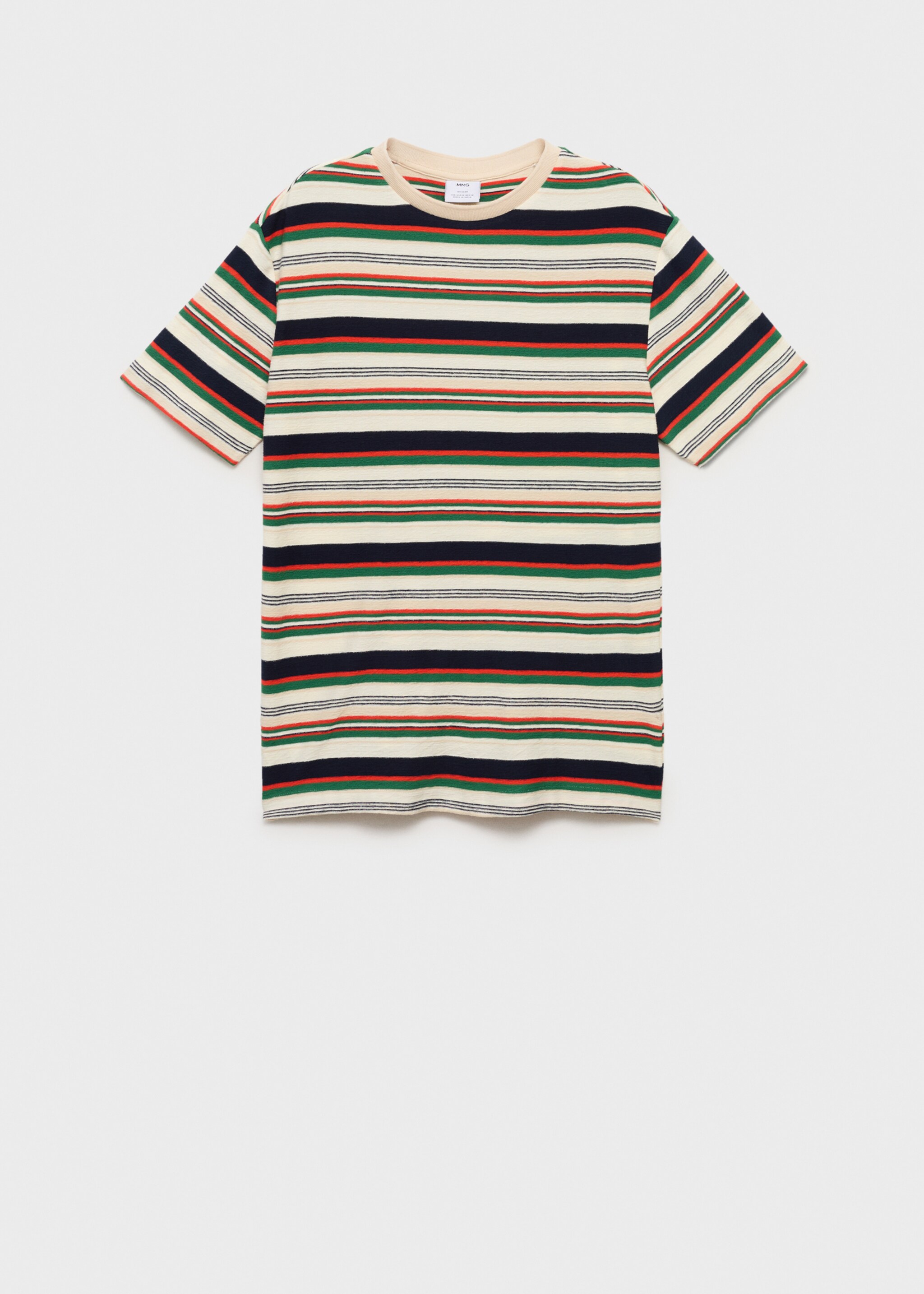 100% cotton regular-fit striped t-shirt - Article without model, Ecru. Ref: 87005946-00.