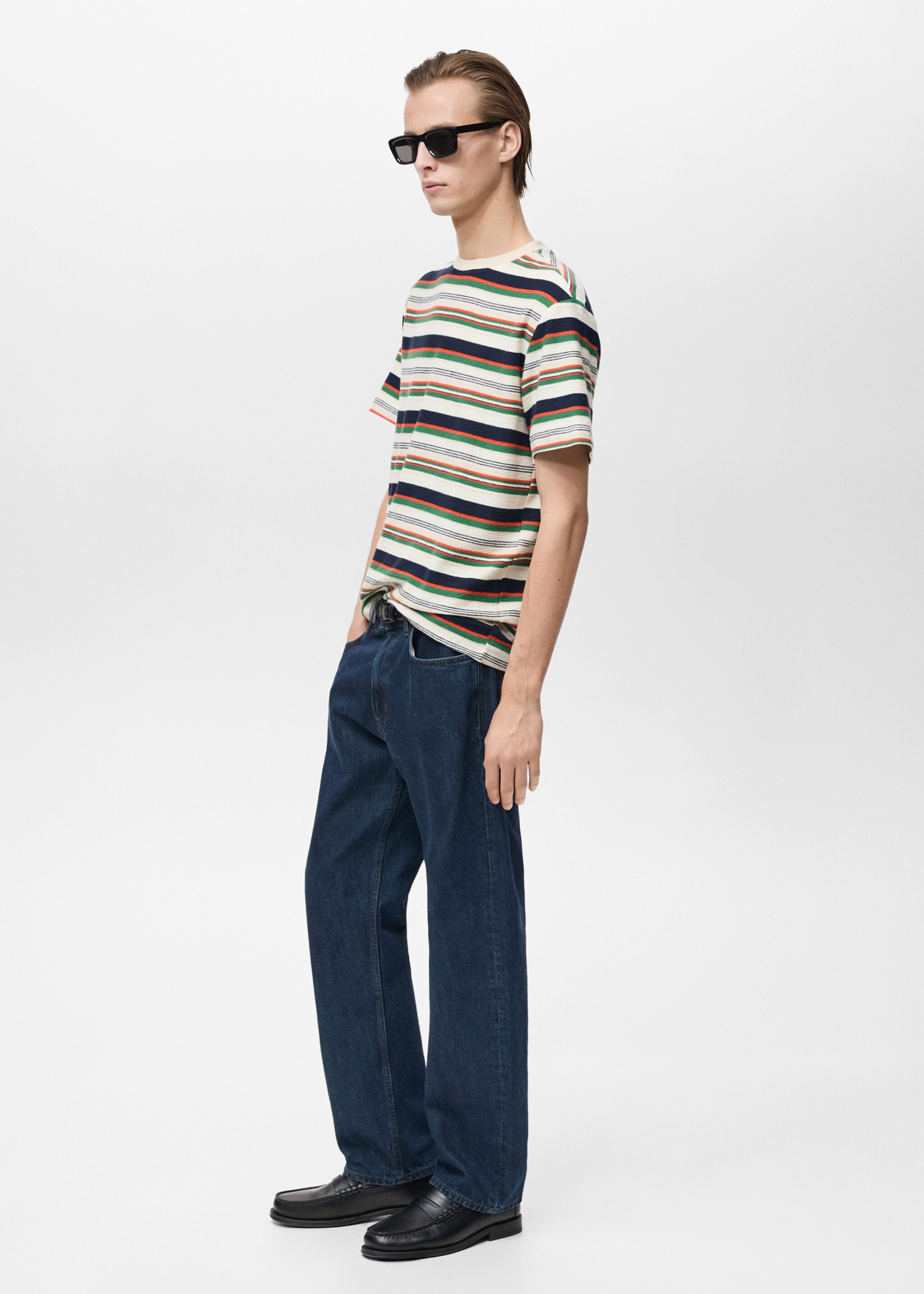 100% cotton regular-fit striped t-shirt - Details of the article 2, Ecru. Ref: 87005946-00.