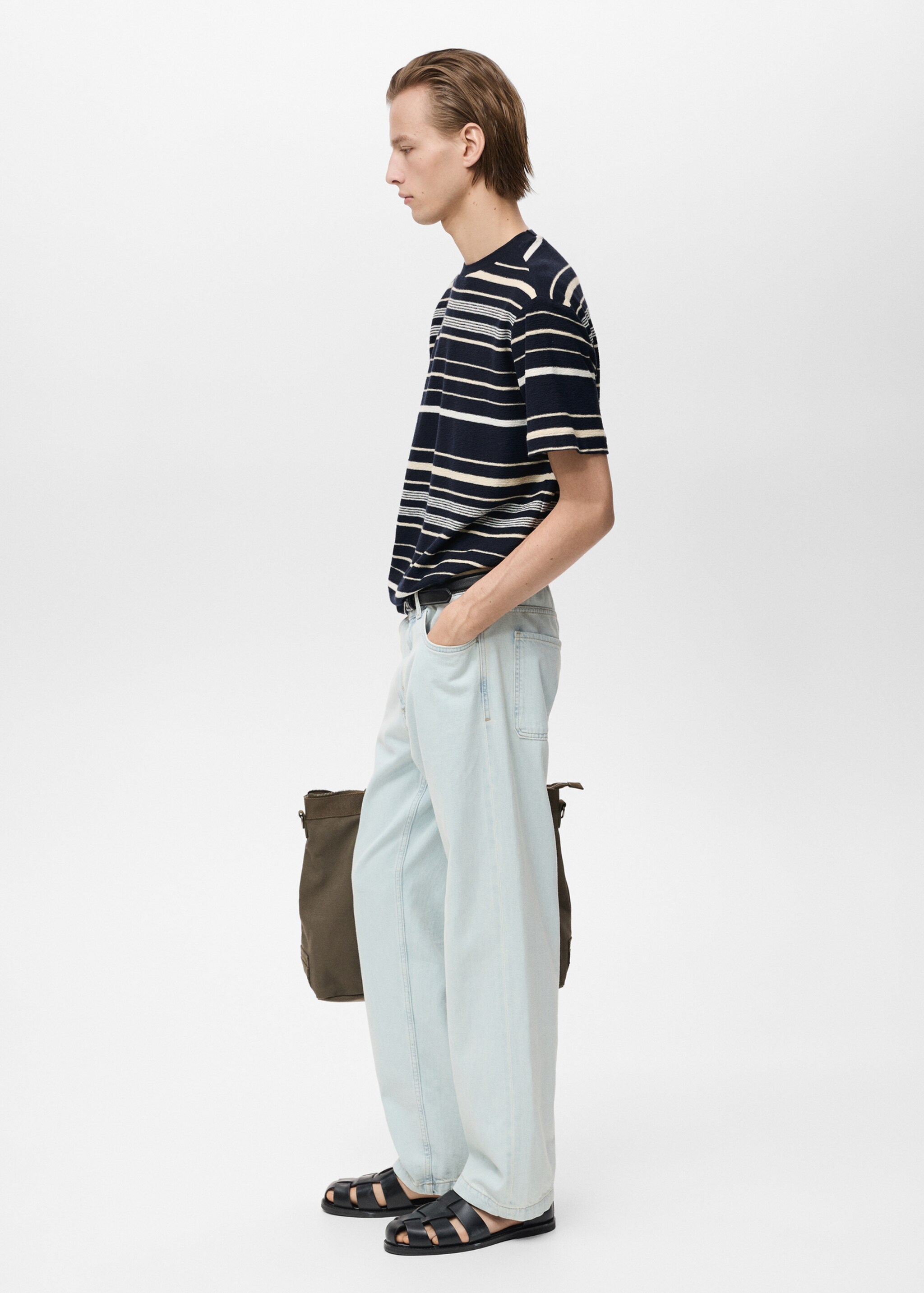 100% cotton regular-fit striped t-shirt - Details of the article 2, Dark Navy. Ref: 87005946-00.