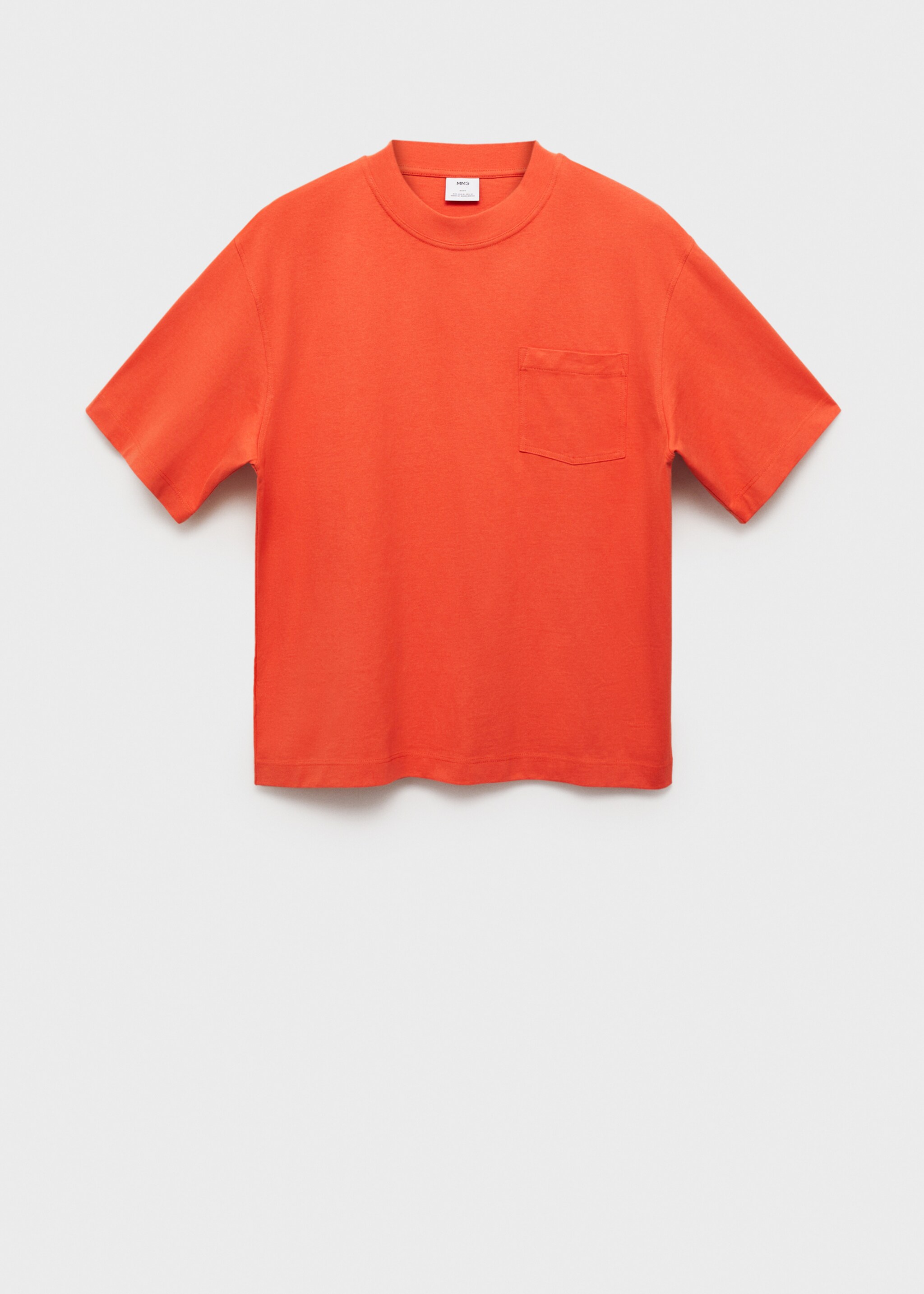 T-shirt 100% cotton boxy fit pocket - Article without model, Orange. Ref: 87005950-00.