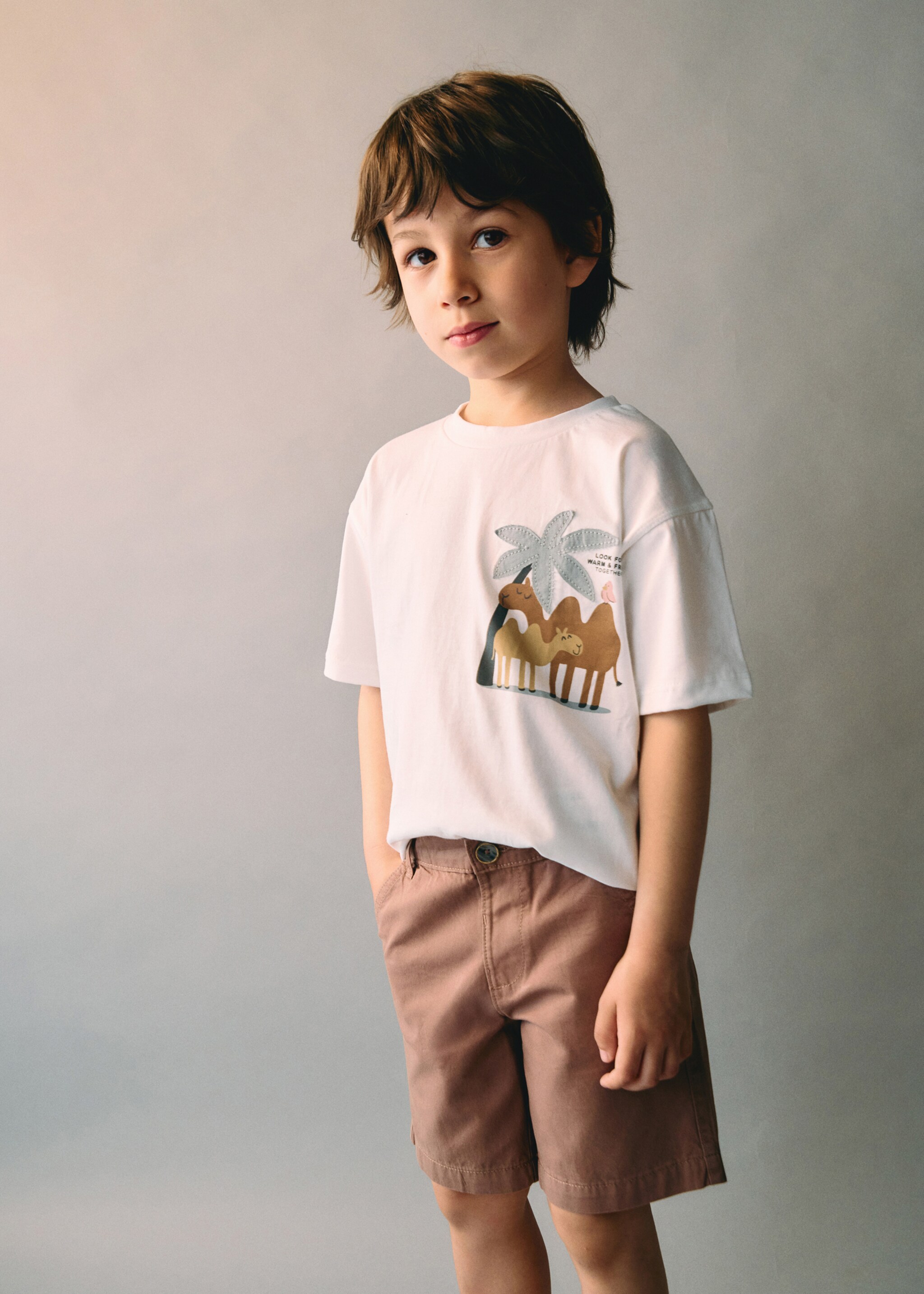 Samarreta barreja cotó estampada - Detall de l'article 5, Blanc trencat. Ref: 87005961-00.