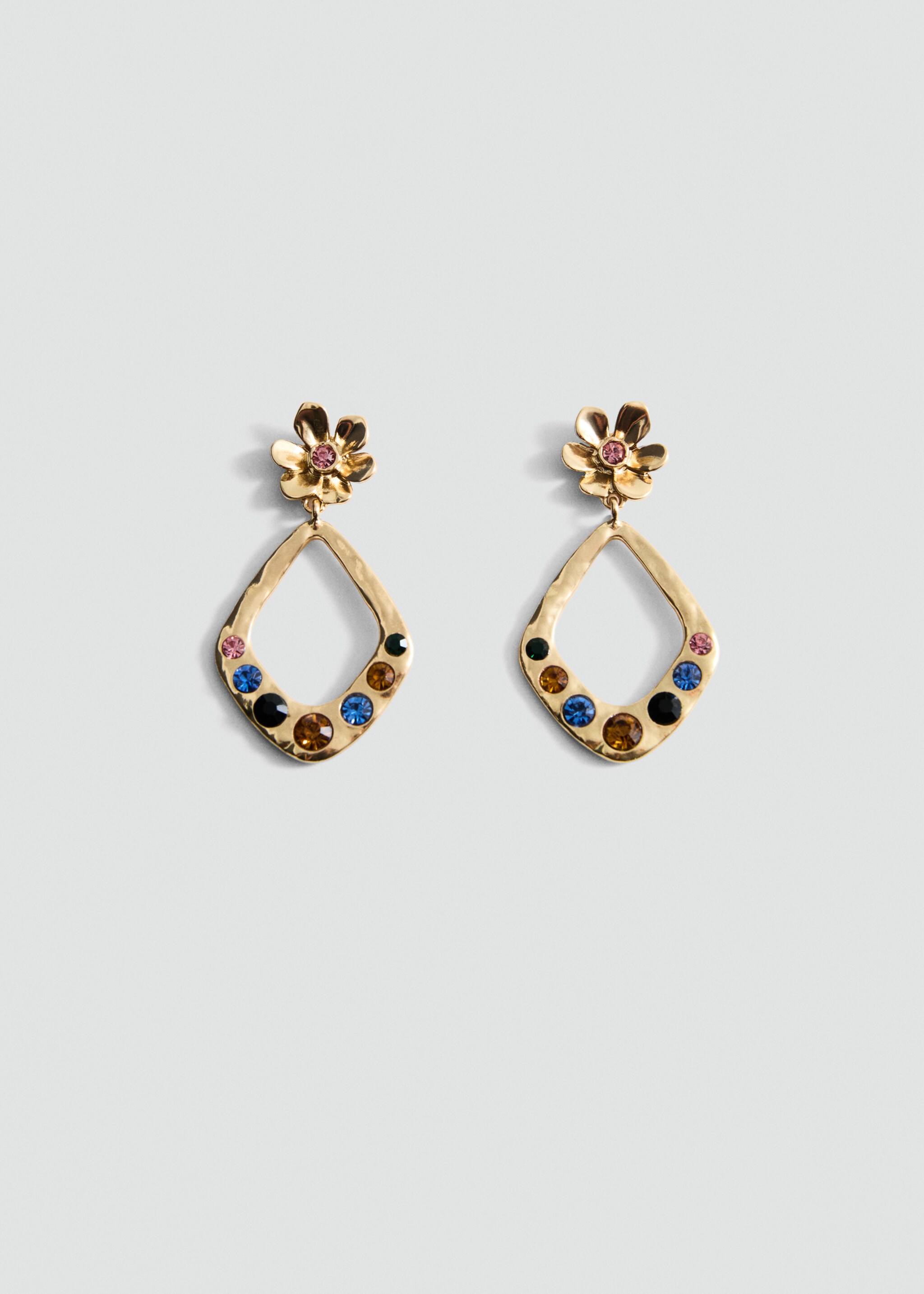 Geometric earrings with crystals detail - Article without model, Gold. Ref: 87005975-00.