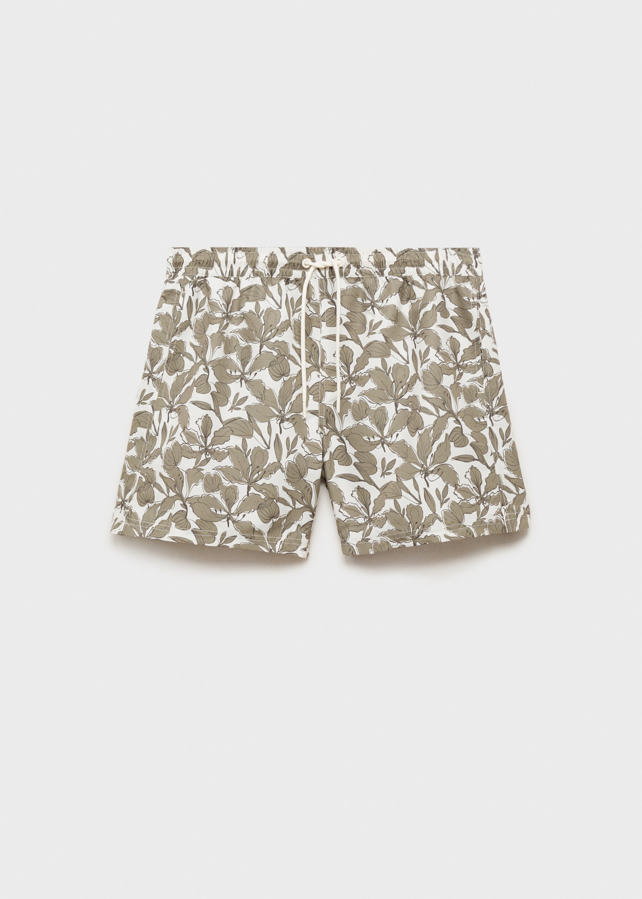 Badeshorts mit floralem Dessin - Artikel ohne Model, Khaki. Ref: 87005984-00.