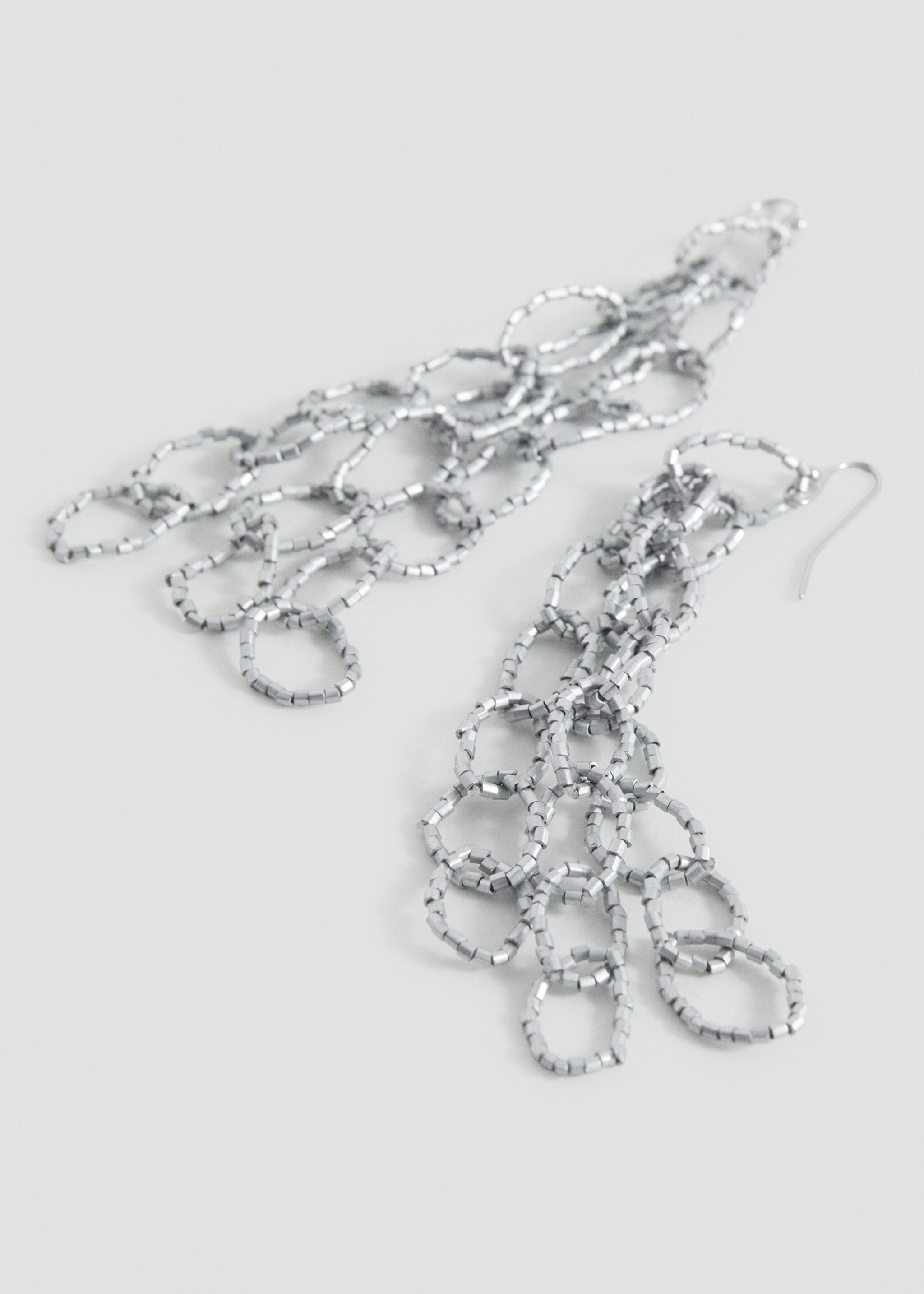 Long earrings with intertwined hoops - Medium plane, Silver. Ref: 87005989-00.