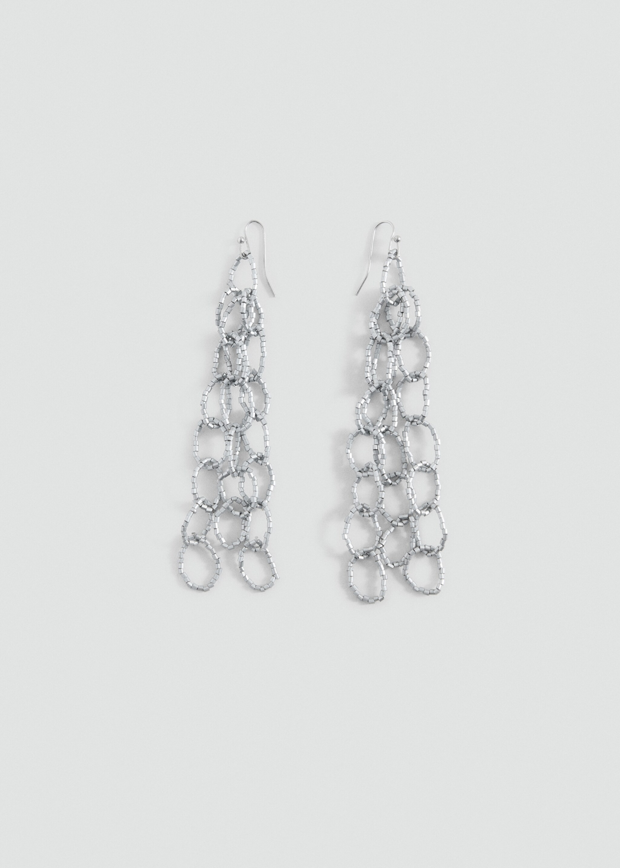 Long earrings with intertwined hoops - Article without model, Silver. Ref: 87005989-00.