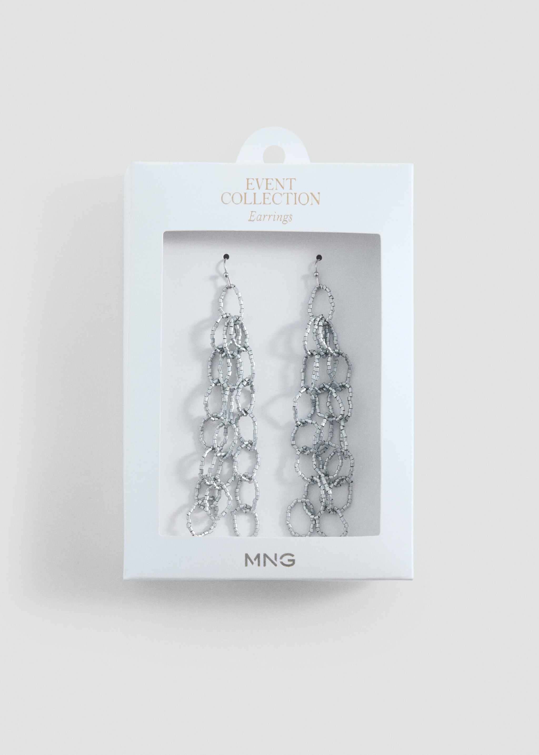 Long earrings with intertwined hoops - Details of the article 2, Silver. Ref: 87005989-00.