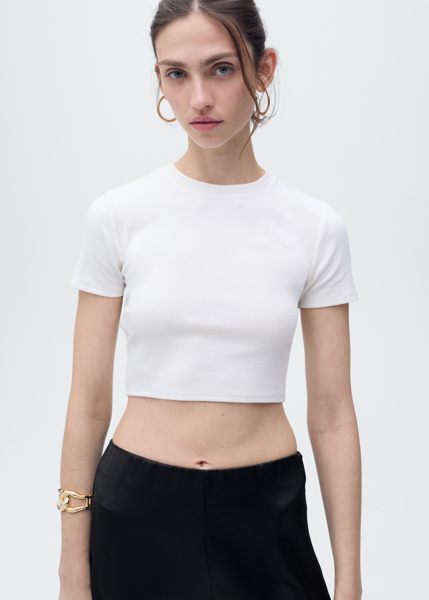 Fitted cropped t-shirt - Medium plane