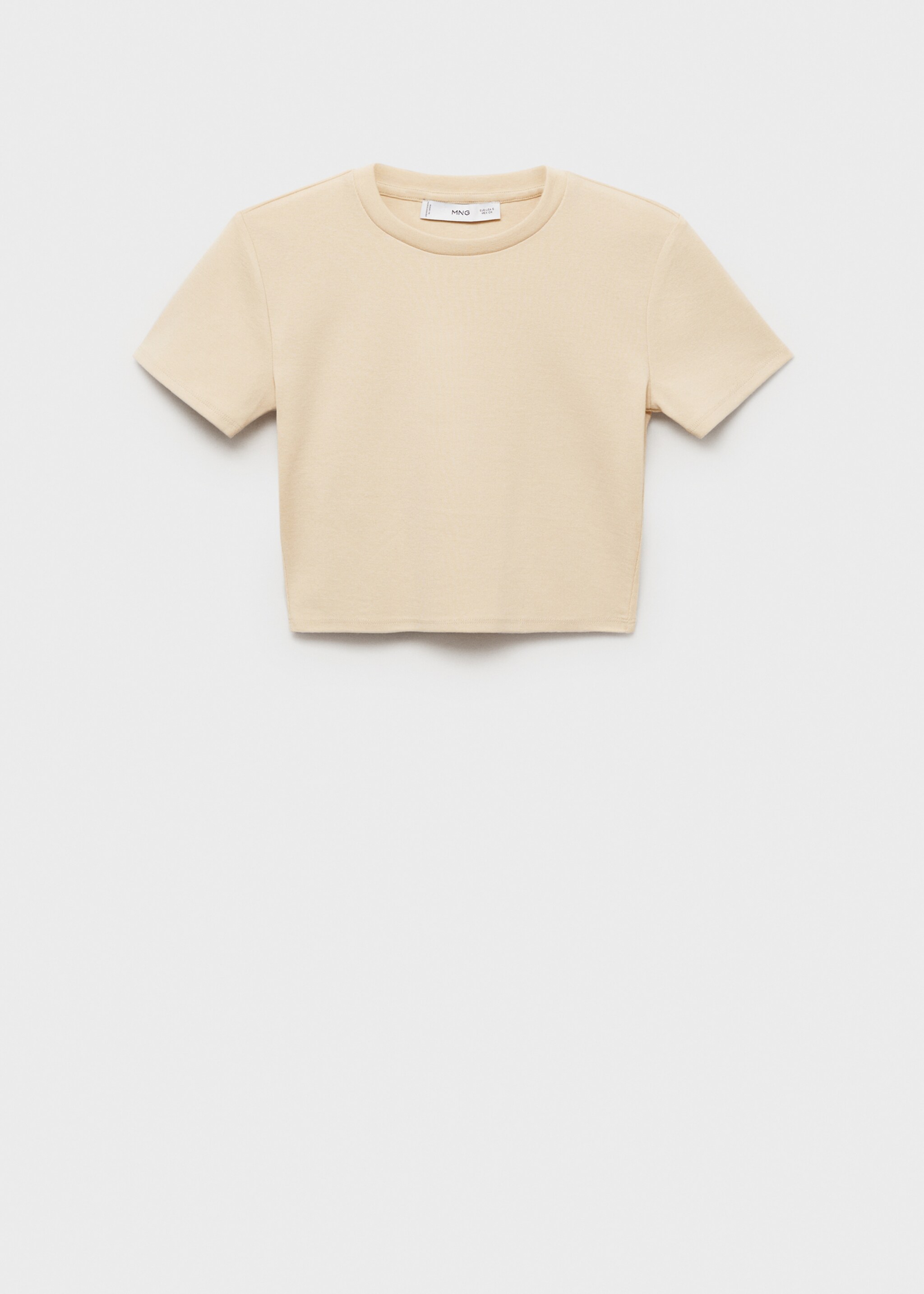 Fitted cropped t-shirt - Article without model, Beige. Ref: 87006345-00.