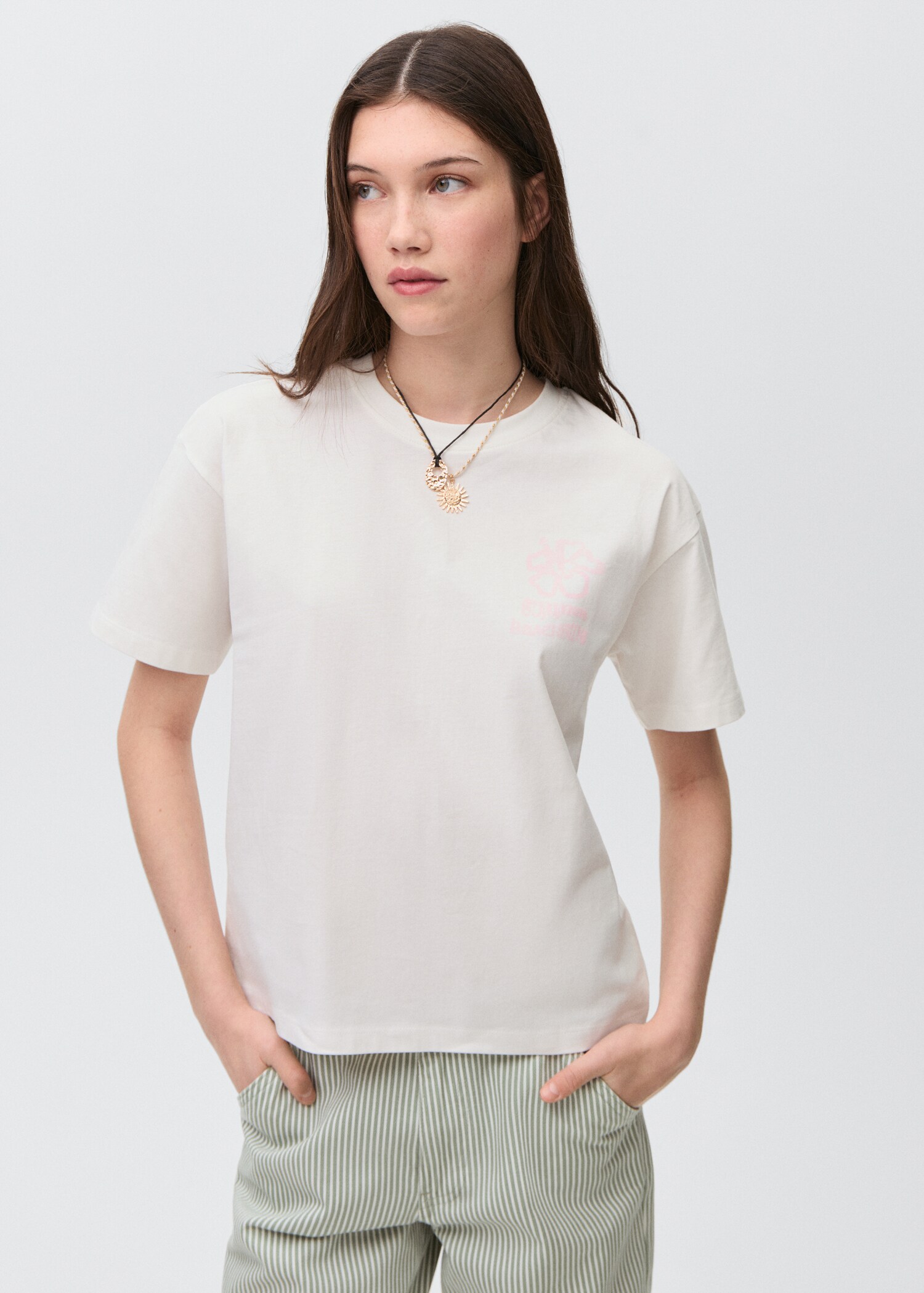 Camiseta algodón estampada - Plano medio