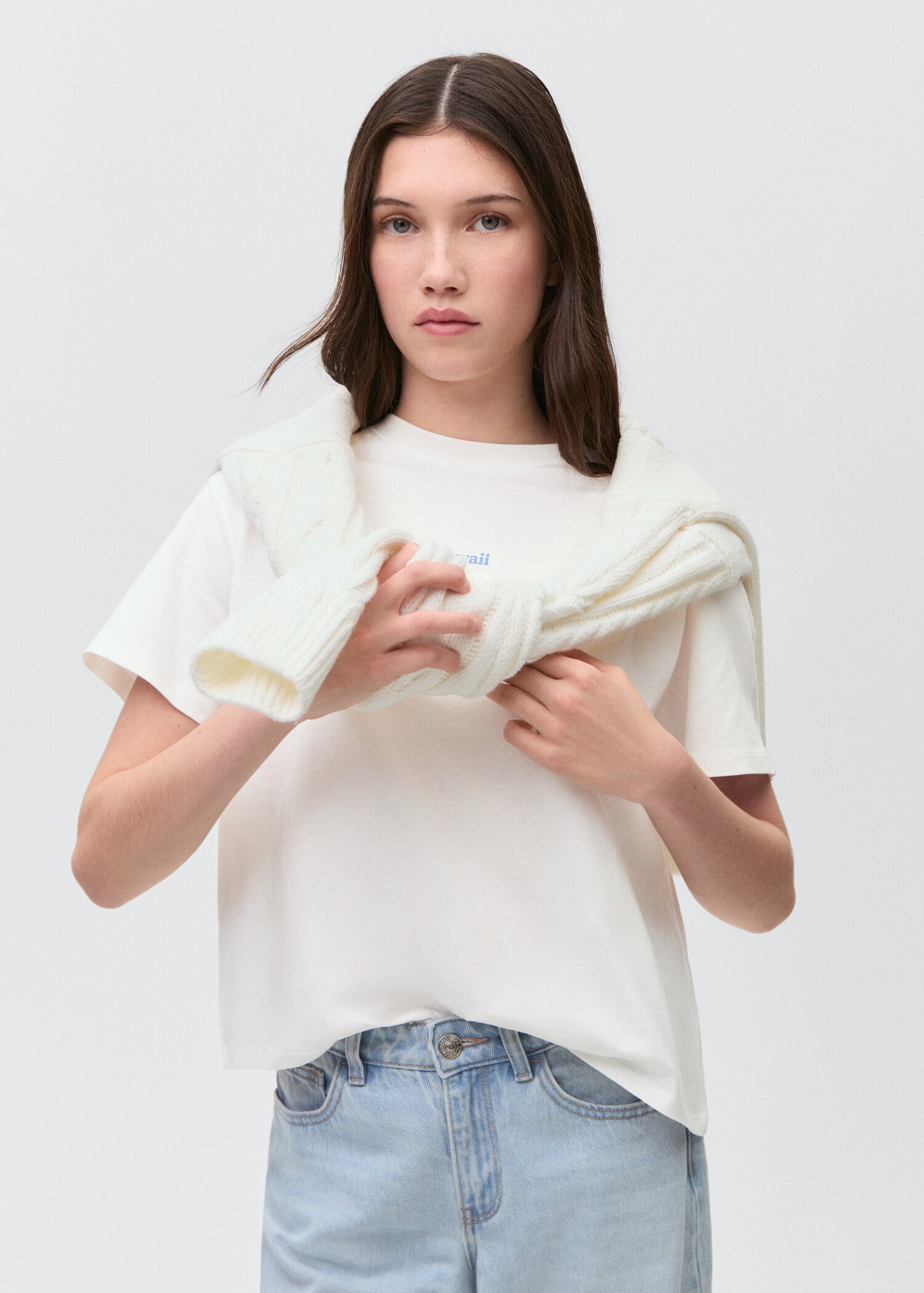 T-Shirt mit aufgedruckter Zeichnung - Mittlere Ansicht