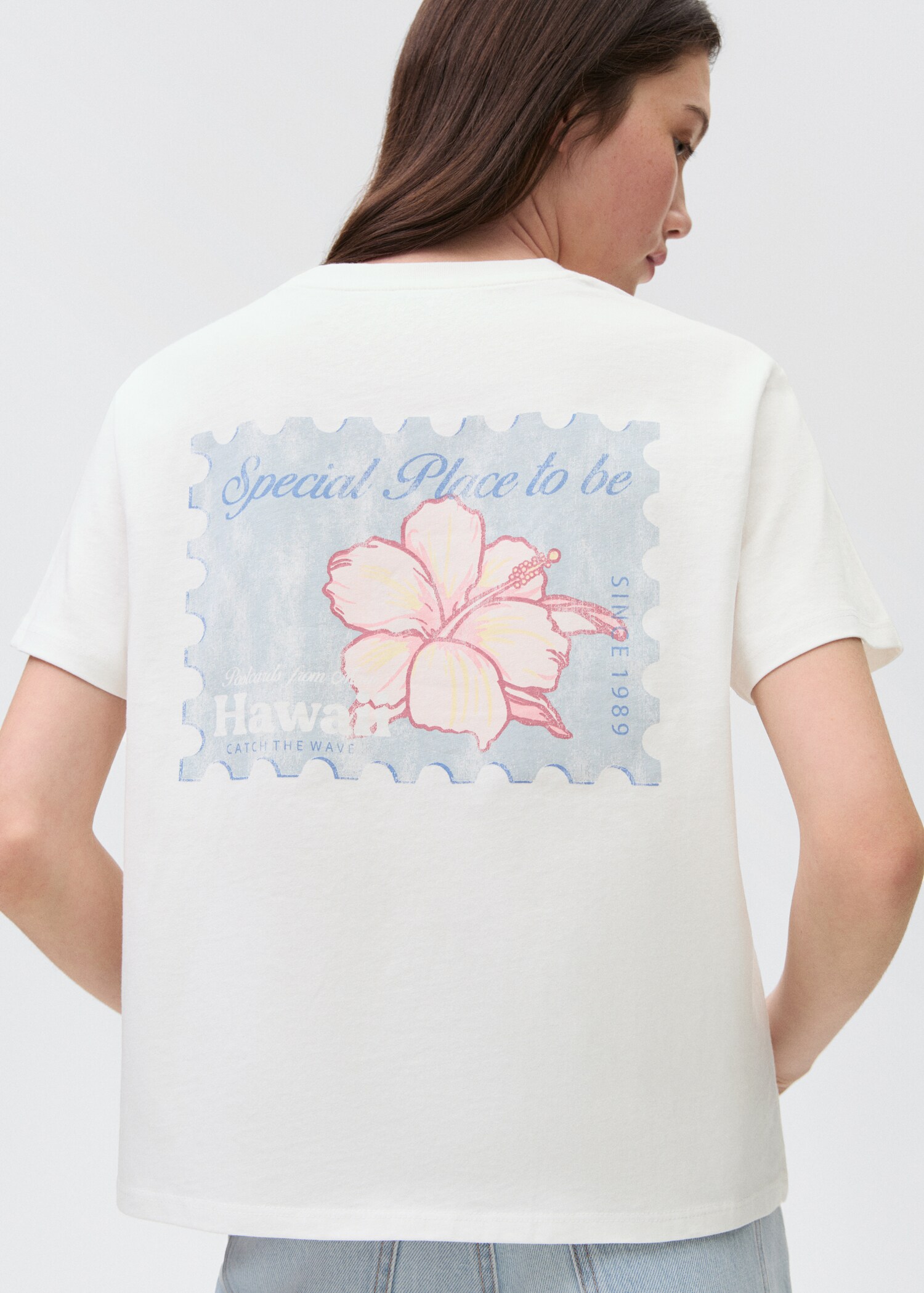 T-Shirt mit aufgedruckter Zeichnung - Rückseite des Artikels