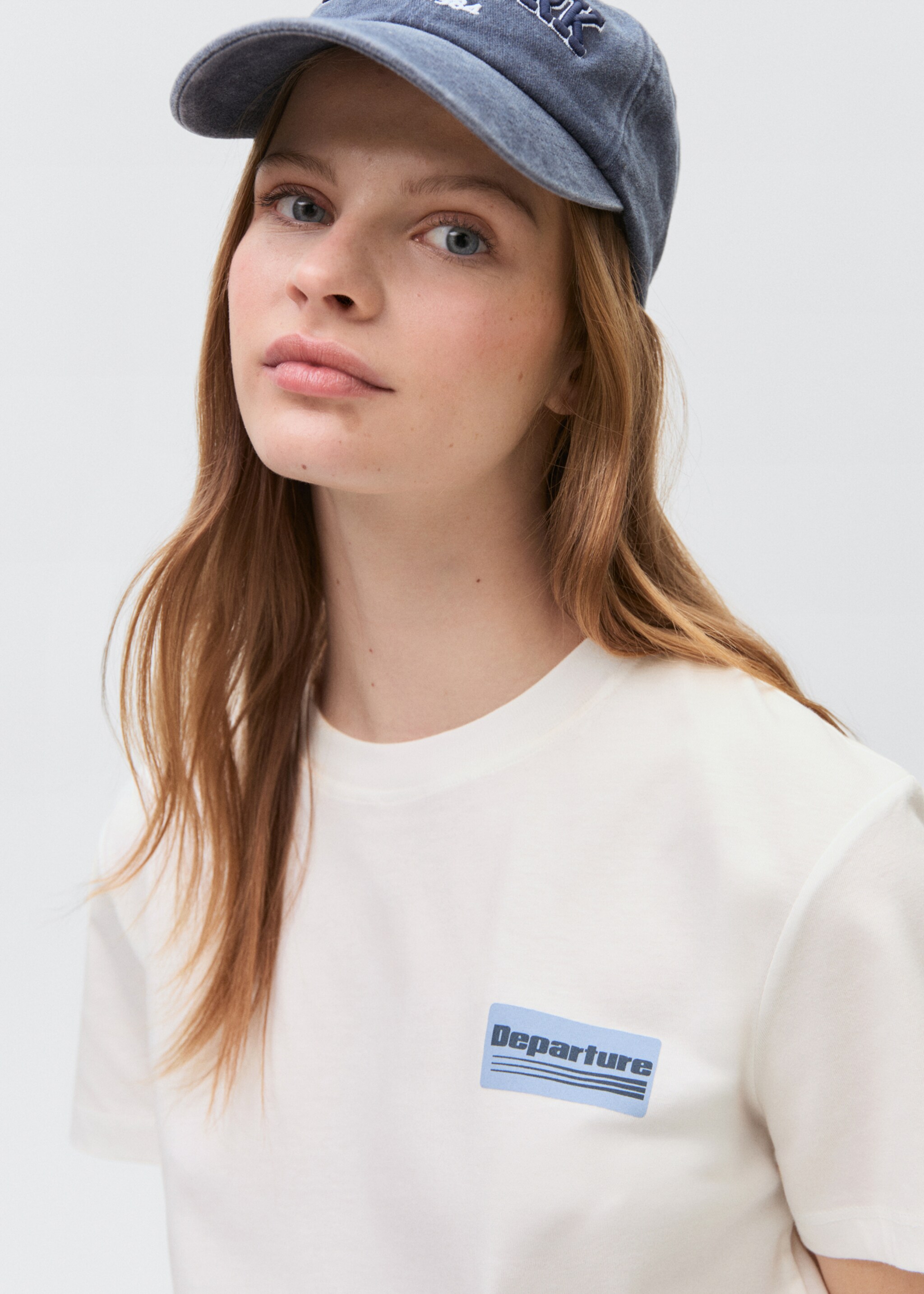 Printed cotton-blend T-shirt - Details of the article 1, Off White. Ref: 87006351-00.