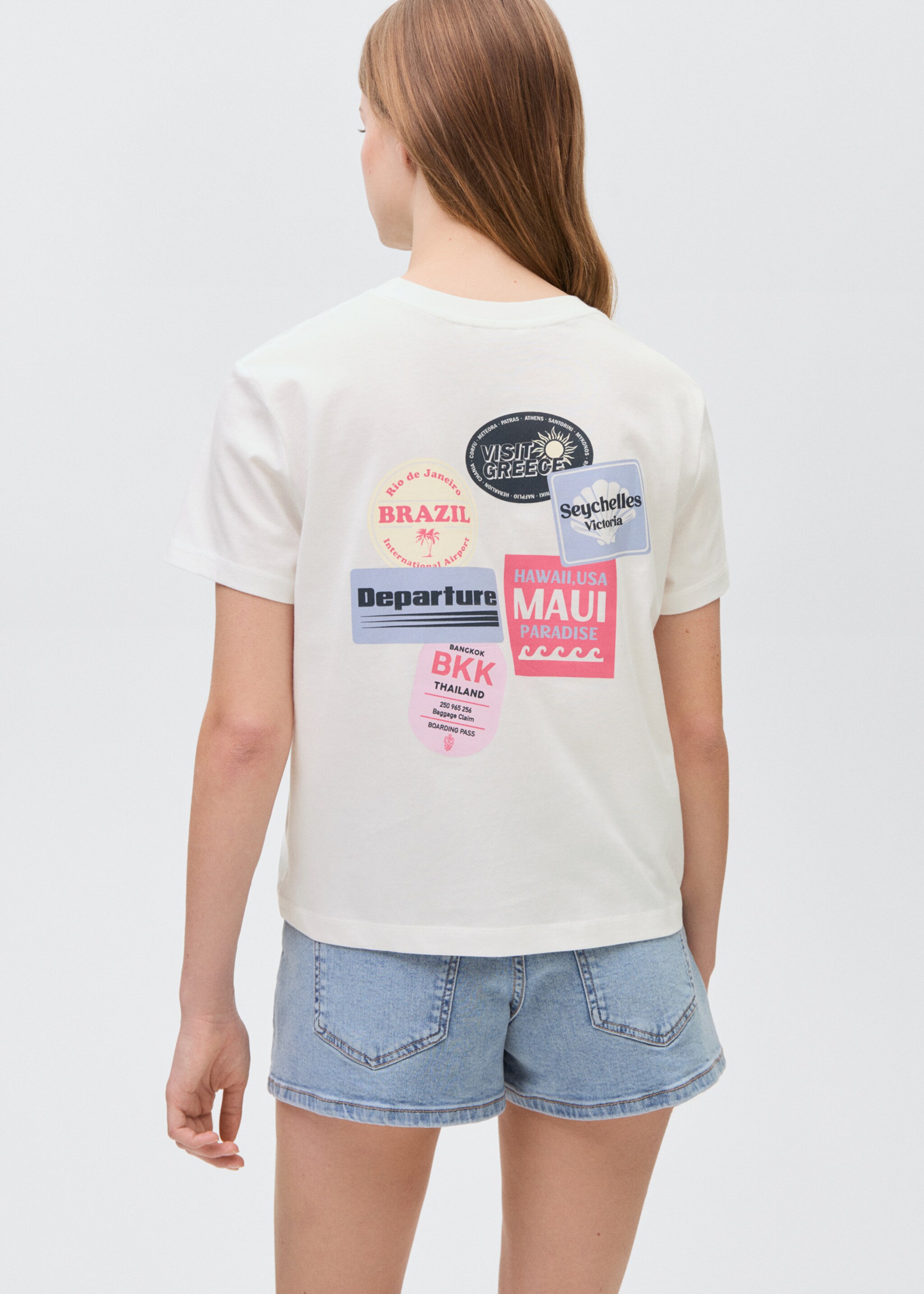 Printed cotton-blend T-shirt - Reverse of the article, Off White. Ref: 87006351-00.