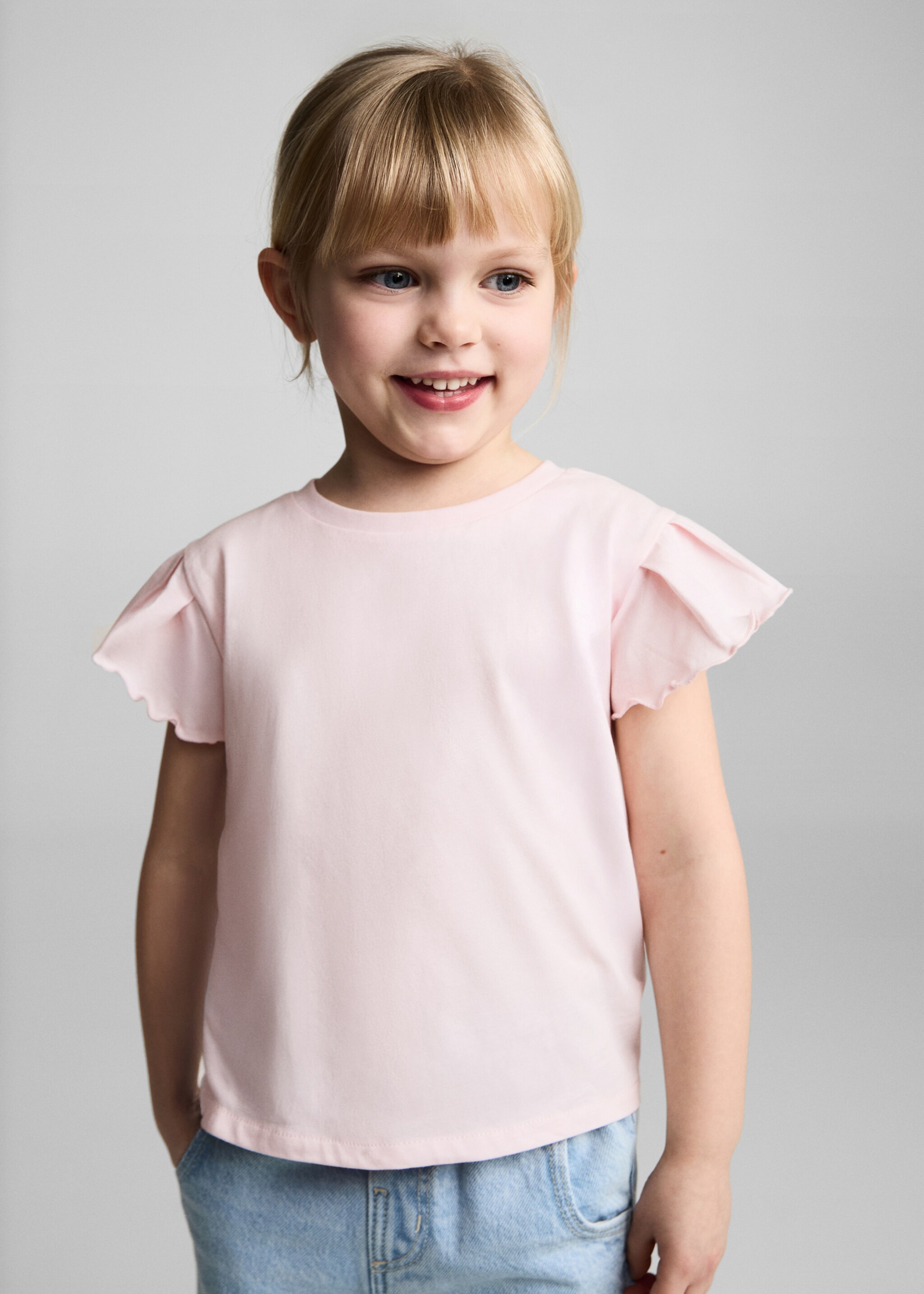 Μπλούζα κοντό μανίκι βαμβάκι - Μεσαίο πλάνο, Ροζ. Ref: 87006353-00.