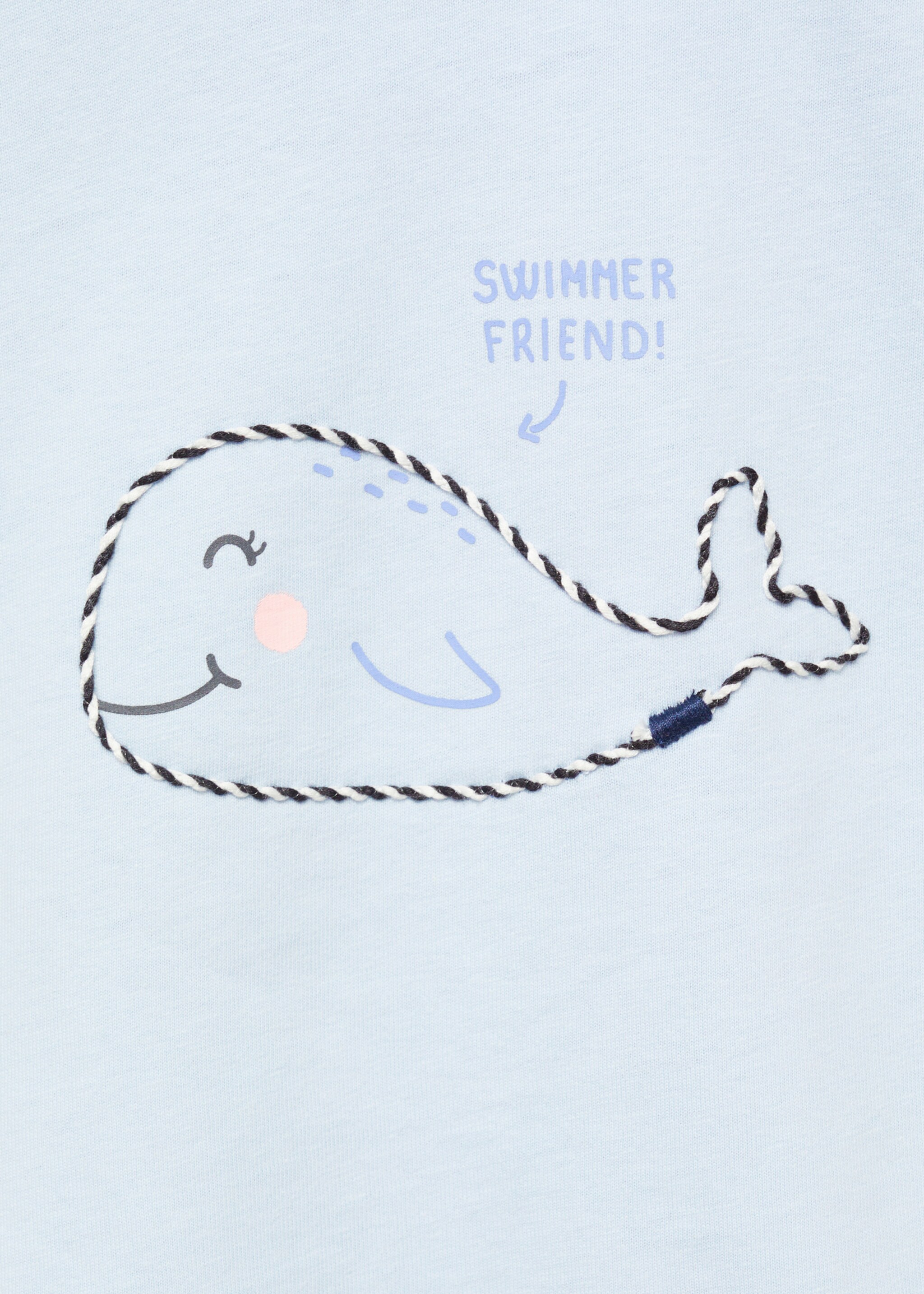 Besticktes T-Shirt mit Volants - Detail des Artikels 8, Himmelblau. Ref: 87006360-00.