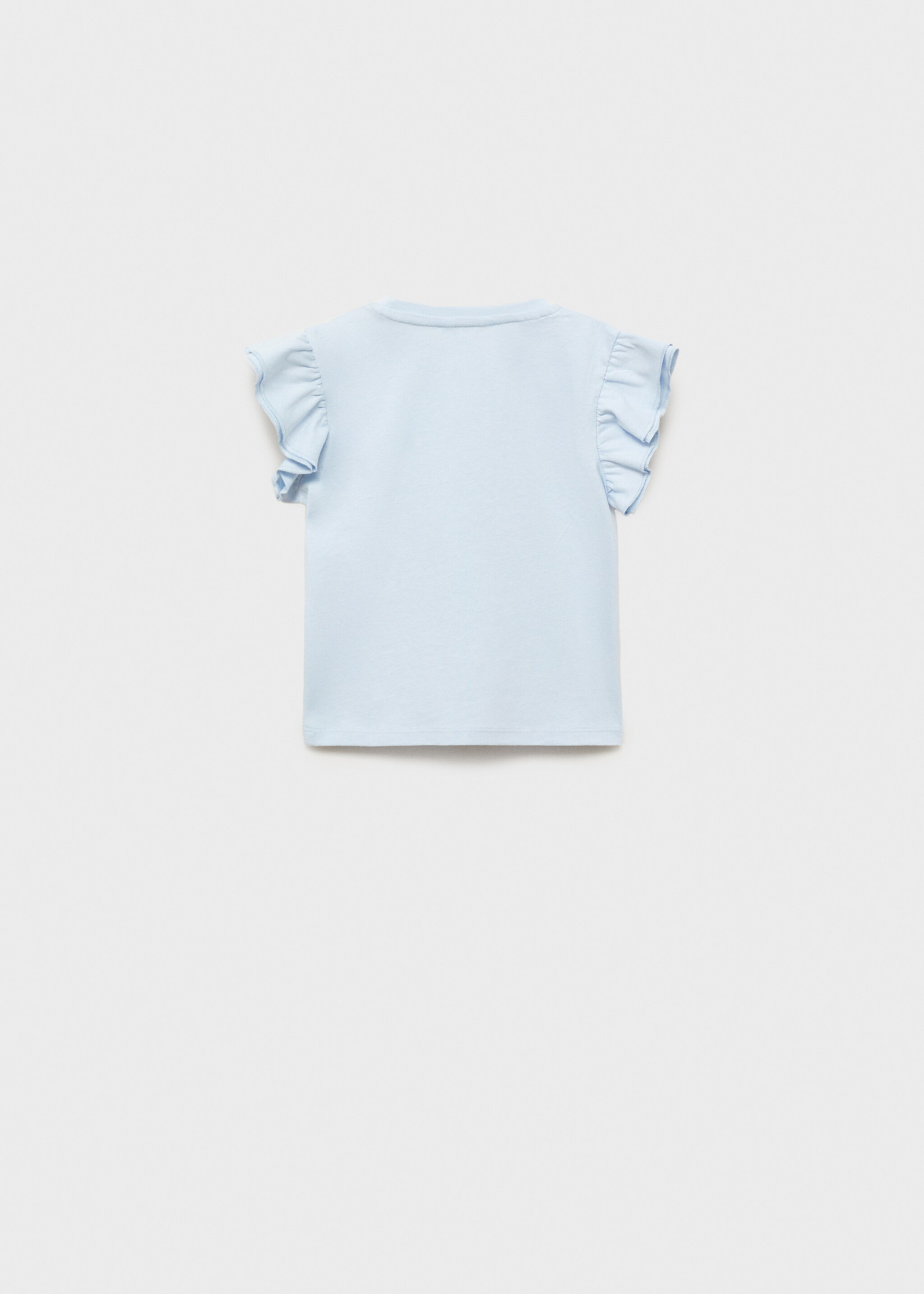 Besticktes T-Shirt mit Volants - Rückseite des Artikels, Himmelblau. Ref: 87006360-00.