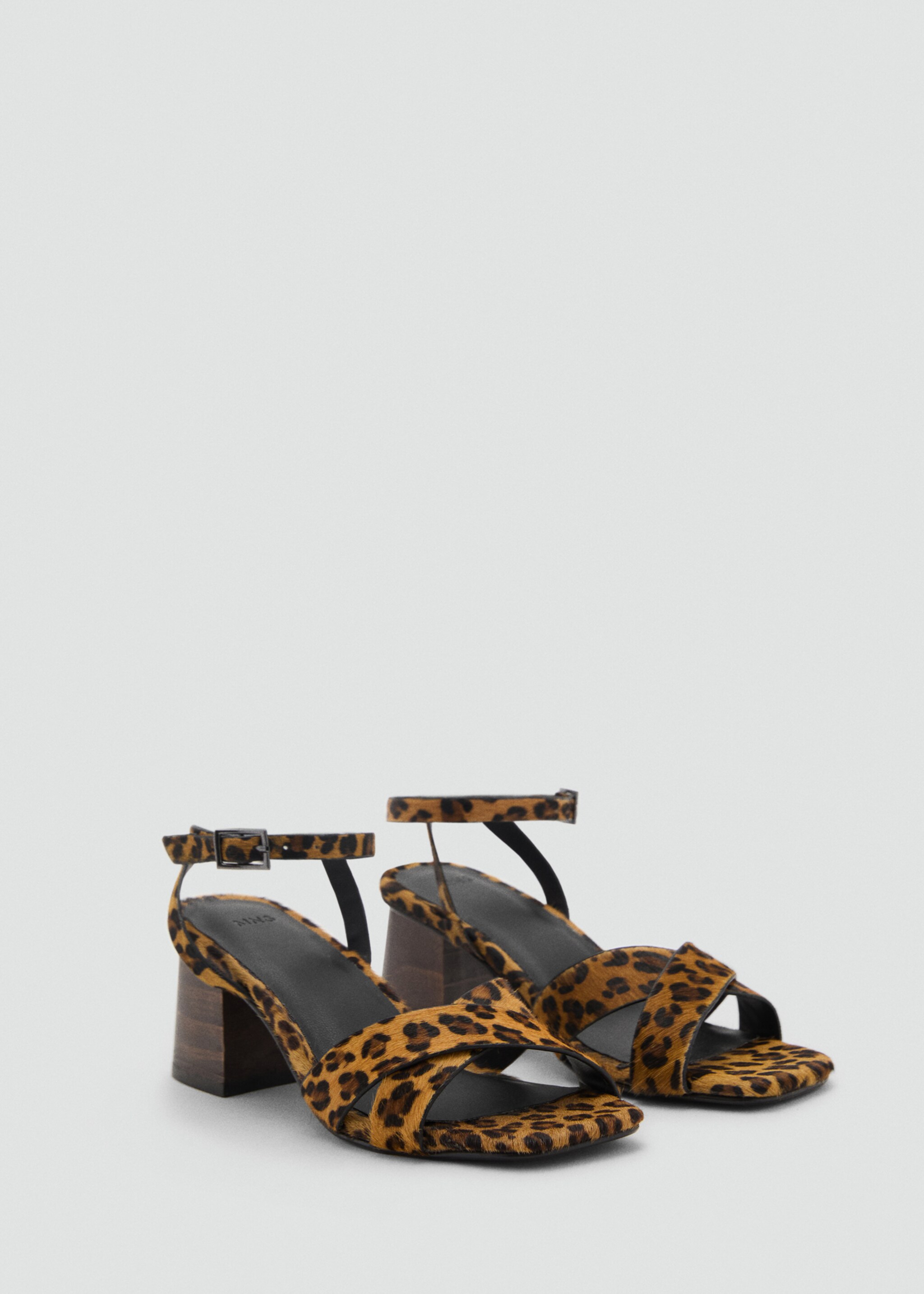 Leopard leather sandals - Medium plane, Black. Ref: 87006378-00.