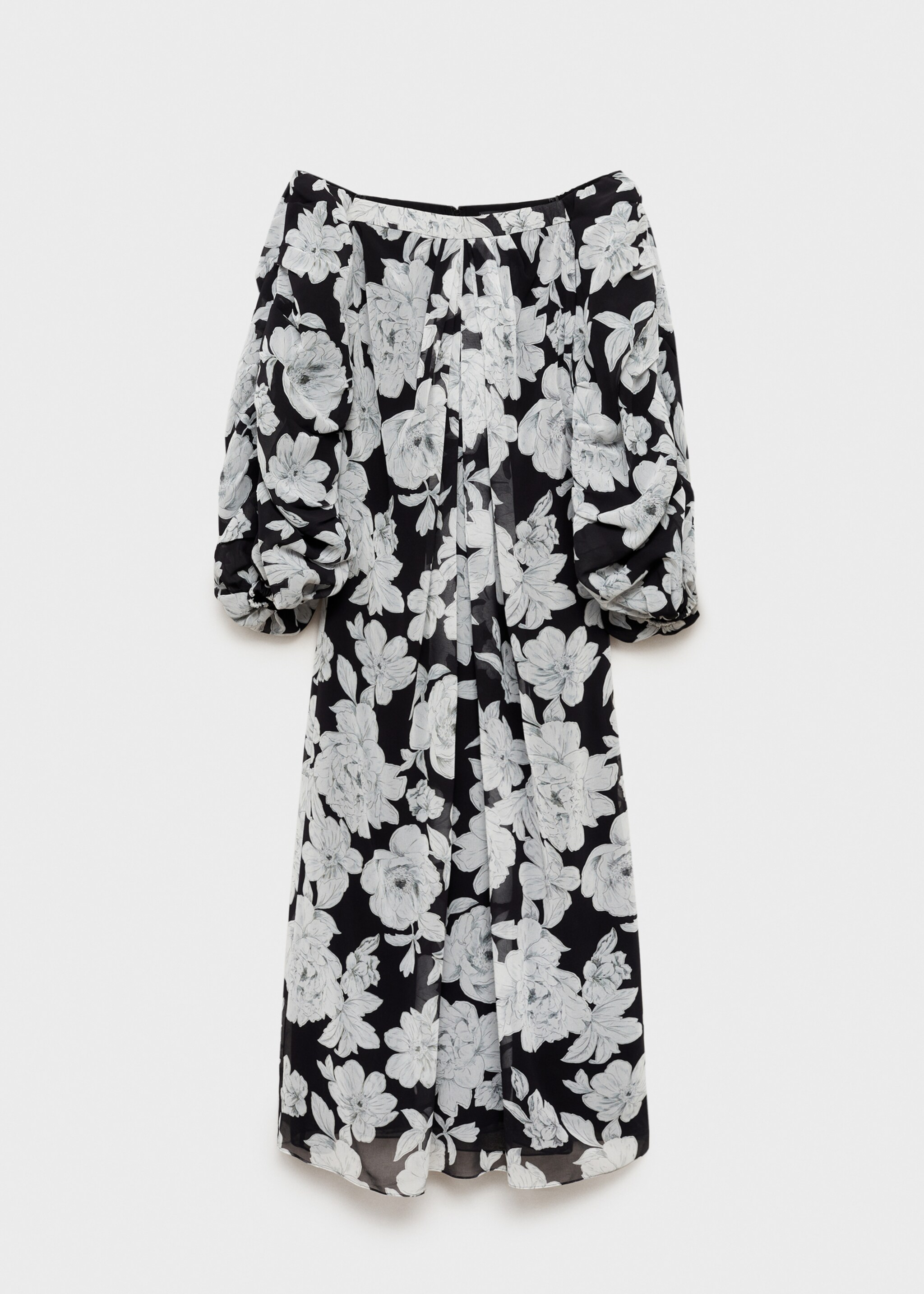 Strapless floral dress - Article without model, Black. Ref: 87006382-00.