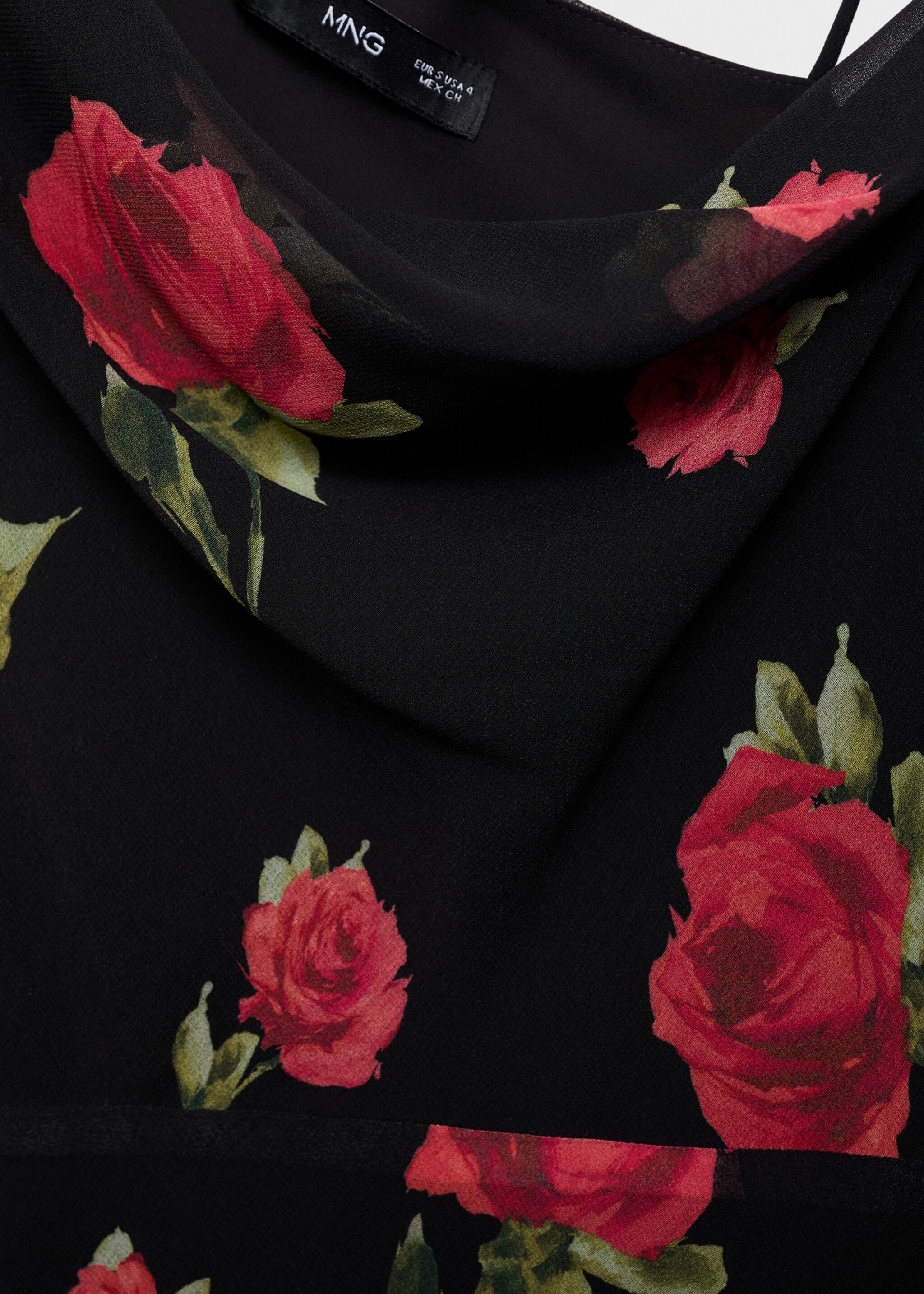 Long floral-print dress - Details of the article 8, Black. Ref: 87006383-00.