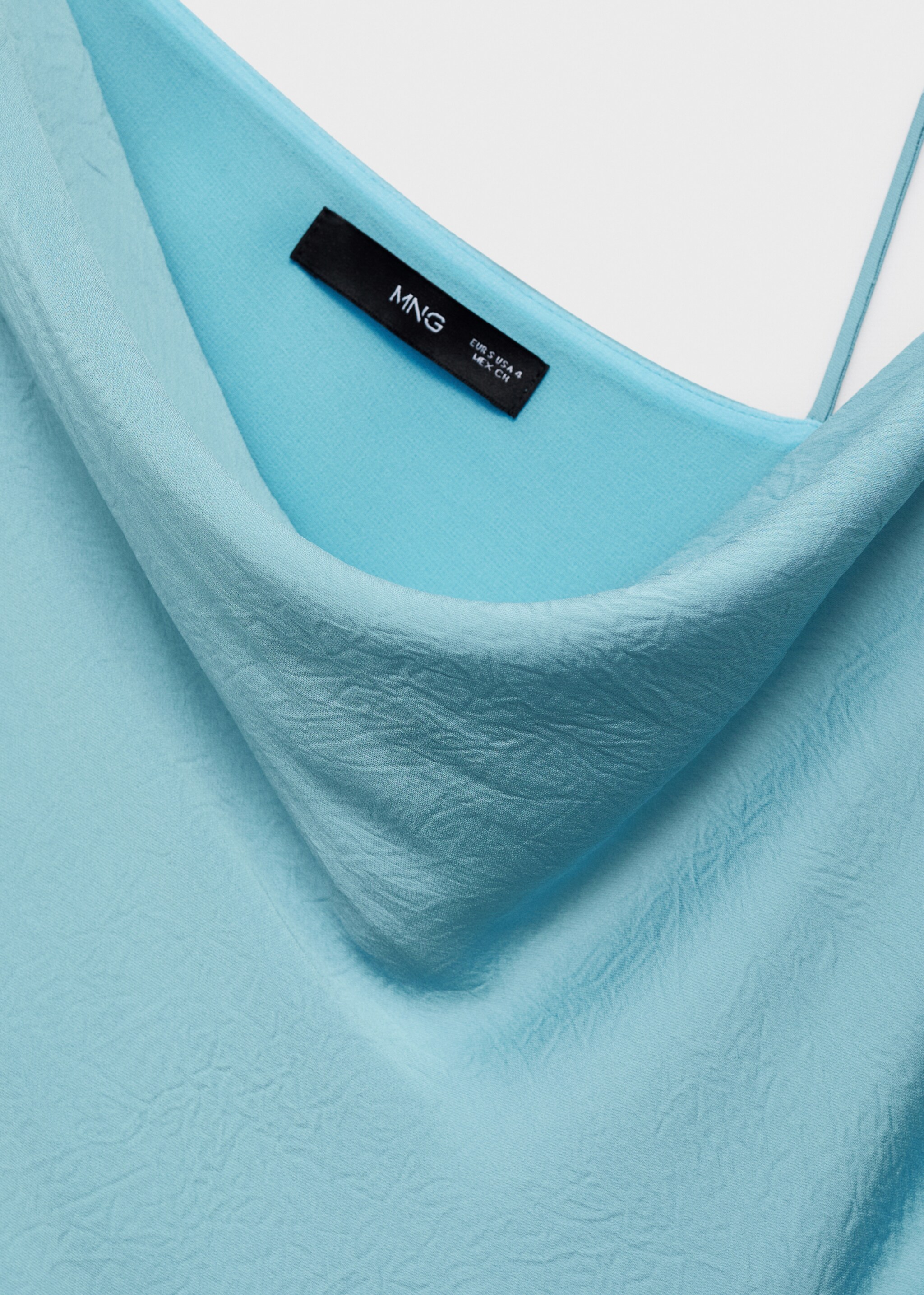 Asymmetrisches Kleid mit Knittereffekt - Detail des Artikels 8, Himmelblau. Ref: 87006384-00.