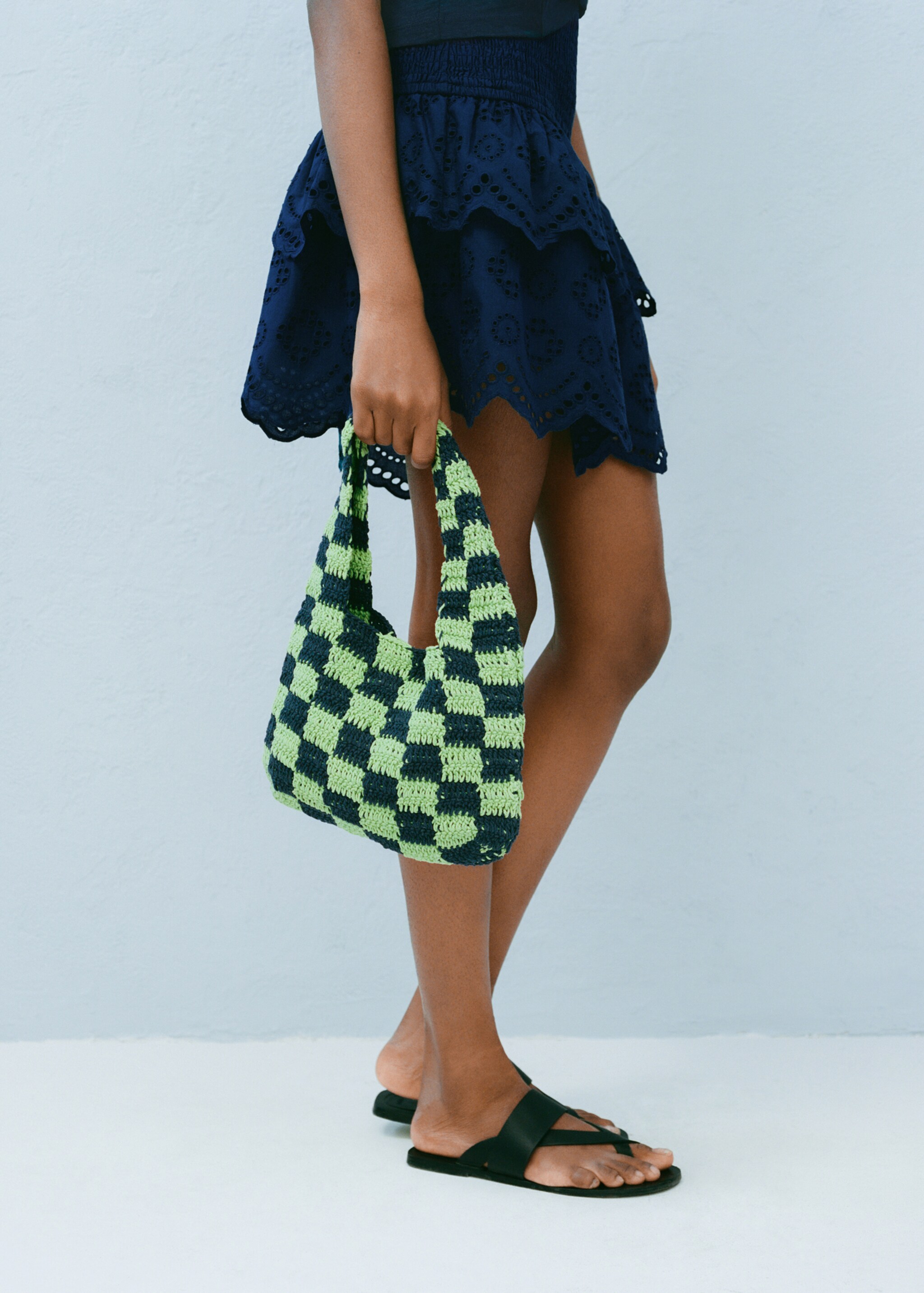 Check crochet bag - Details of the article 9, Blue. Ref: 87006717-00.