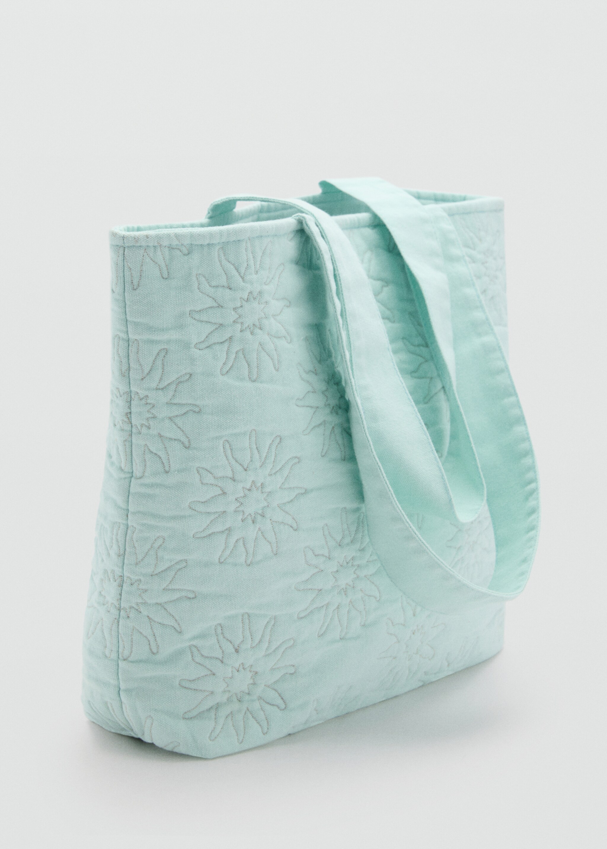 Embroidered tote bag - Medium plane, Aqua Green. Ref: 87006719-00.