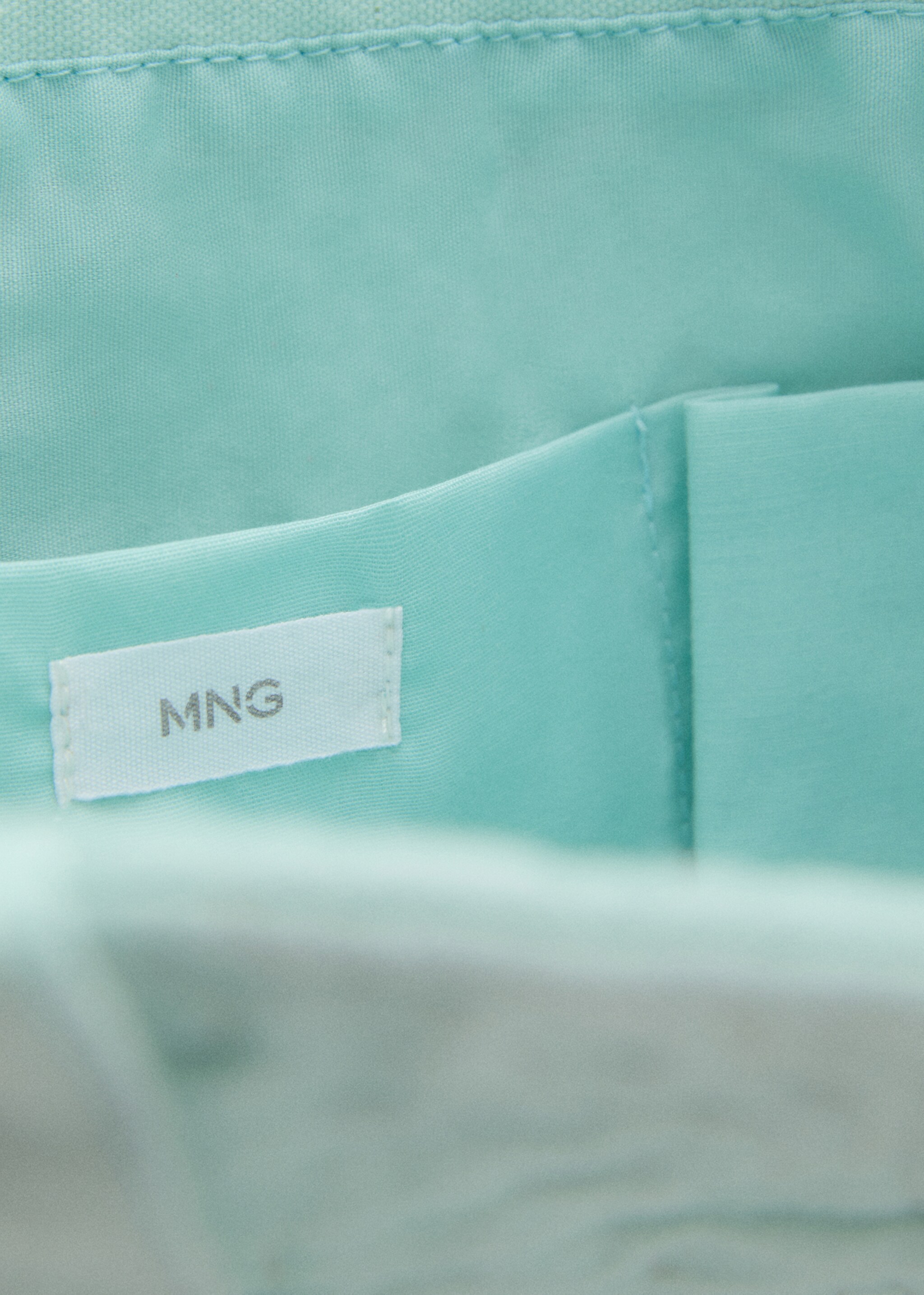 Embroidered tote bag - Details of the article 1, Aqua Green. Ref: 87006719-00.