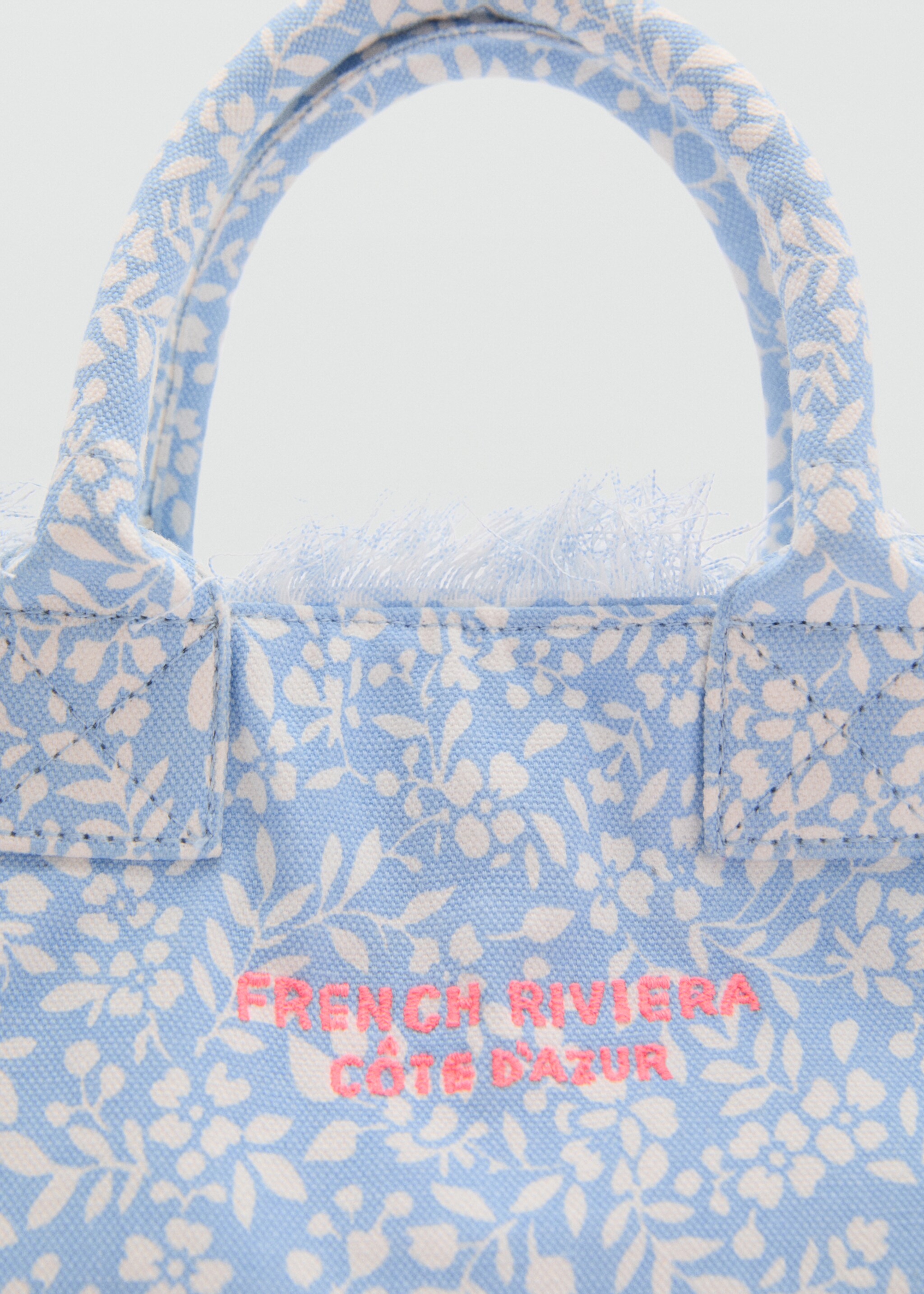 Mini-Tote-Bag mit Blumenprint - Detail des Artikels 2, Himmelblau. Ref: 87006720-00.