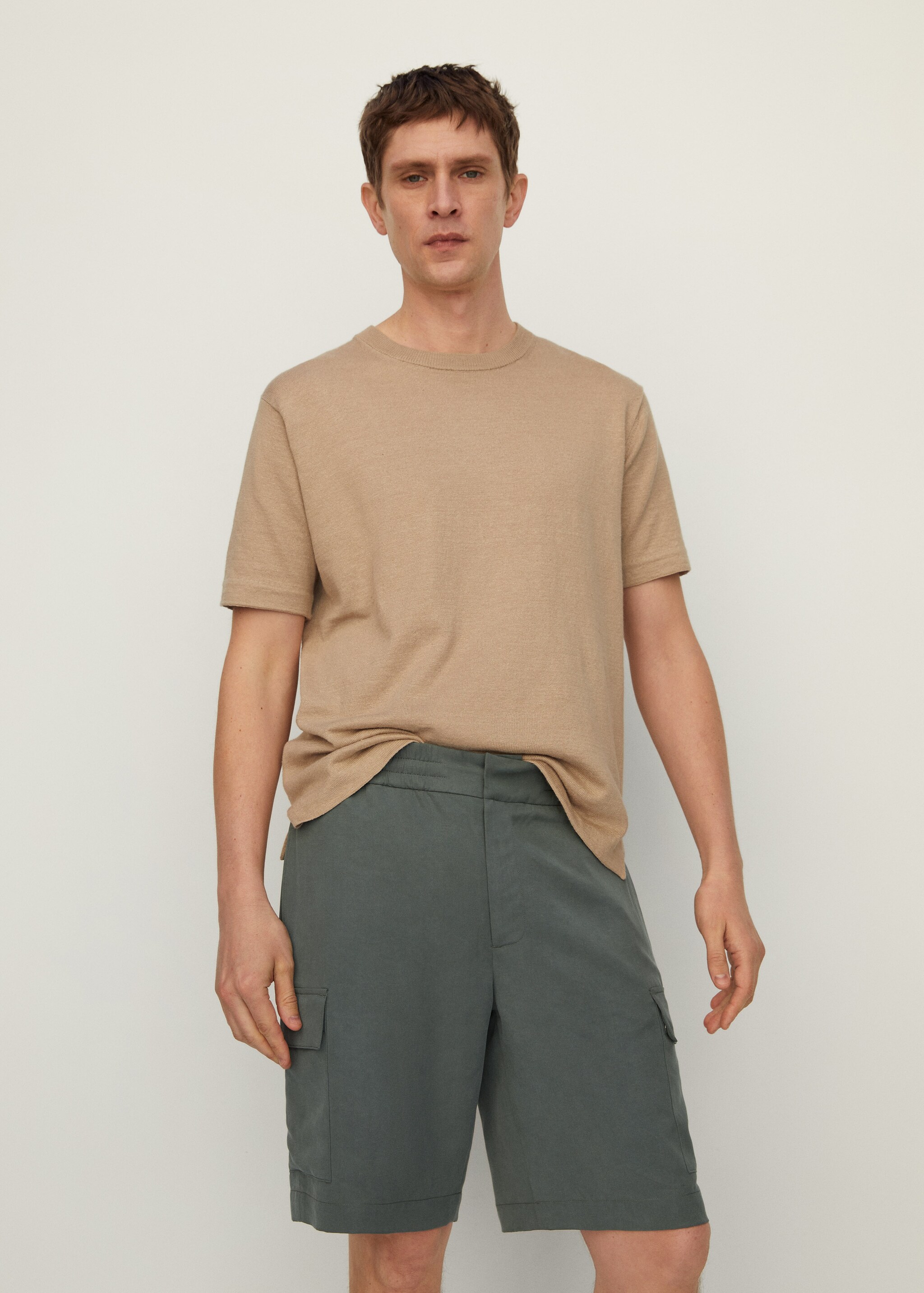 Cargo linen bermuda shorts - Medium plane